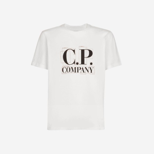 C.P. 컴퍼니 30/1 저지 라지 그래픽 로고 티셔츠 거즈 화이트 - 23SS
