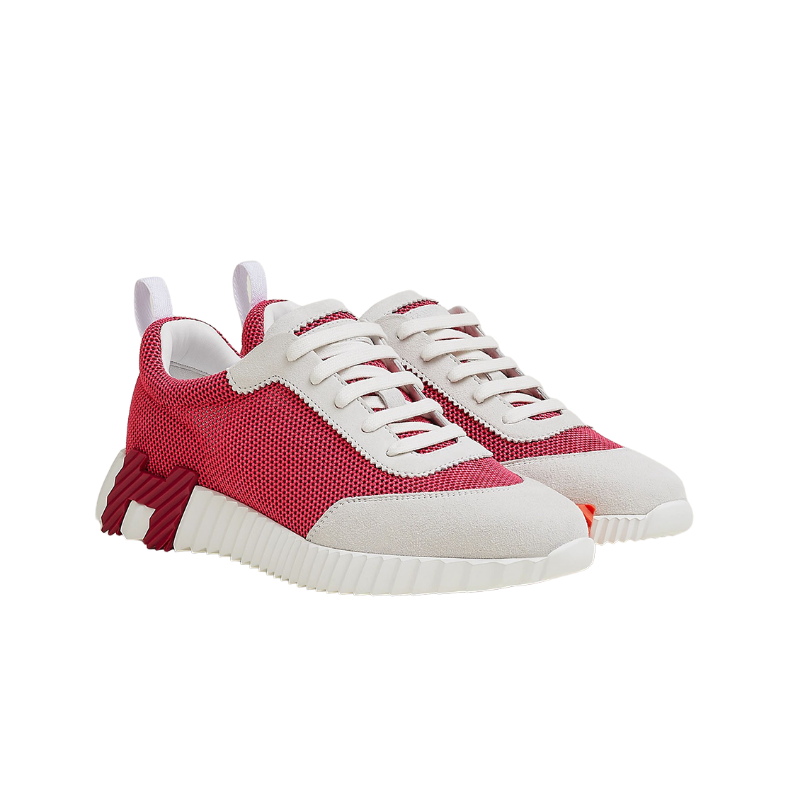 (W) 에르메스 바운싱 스니커즈 메쉬 스웨이드 고트스킨 & 로즈 비니쿤카 블랑((W) Hermes Bouncing Sneakers Mesh Suede Goatskin & Rose Vinicunca Blanc) - 2