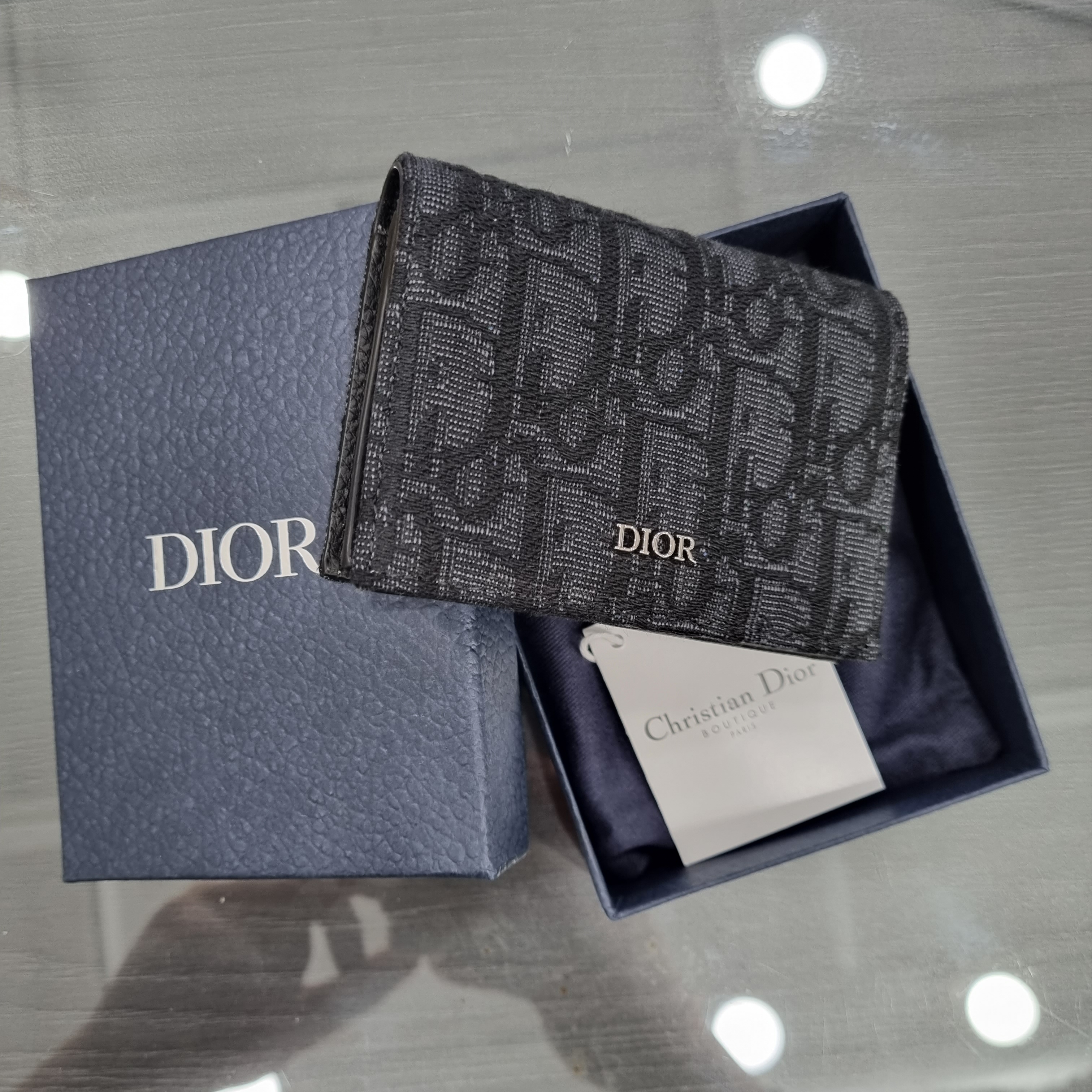 Dior Business Card Holder Black Dior Oblique Jacquard 착용 스타일