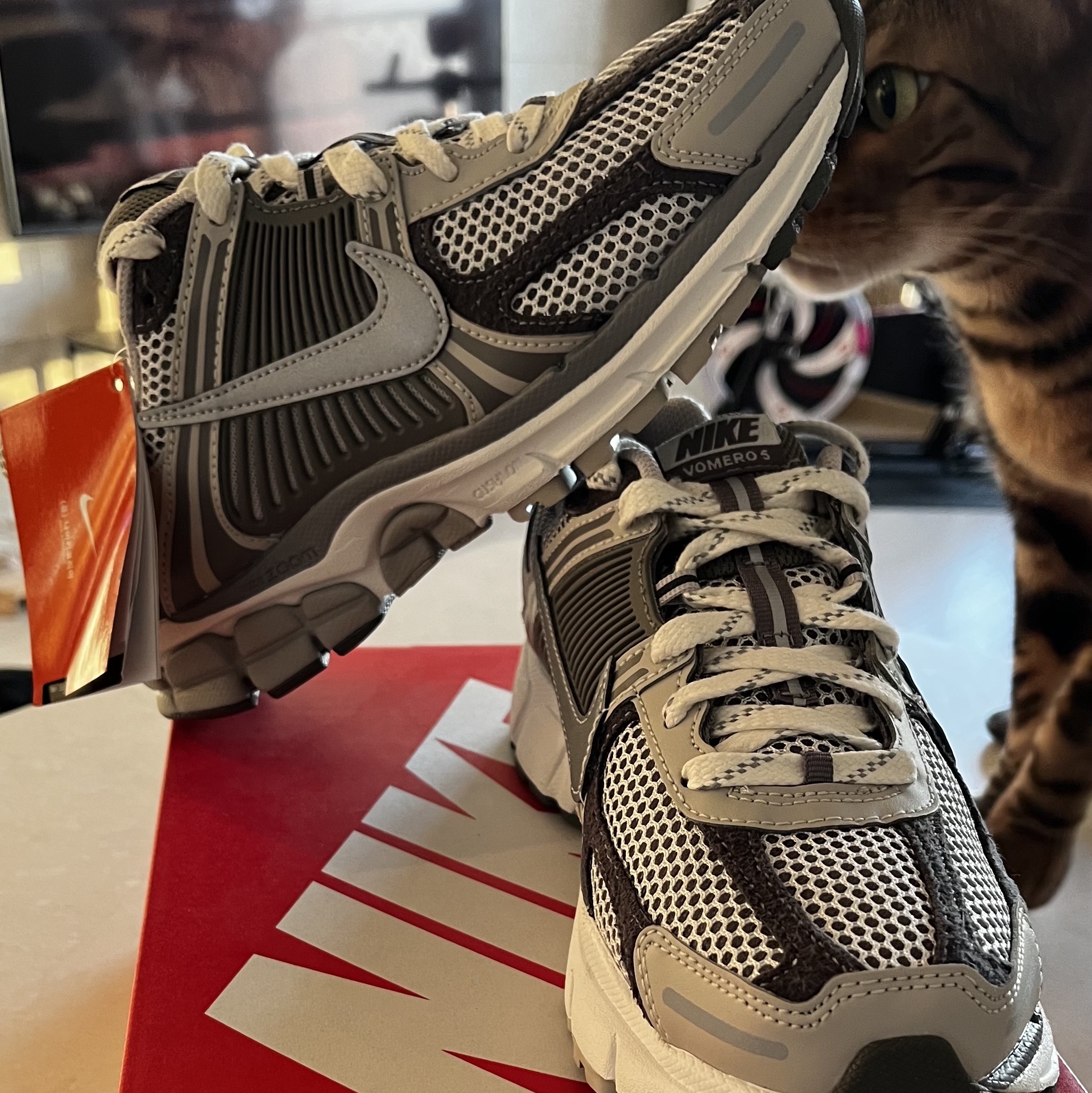Nike Zoom Vomero 5 PRM Light Iron Ore and Flat Fewter 착용 스타일 - 1