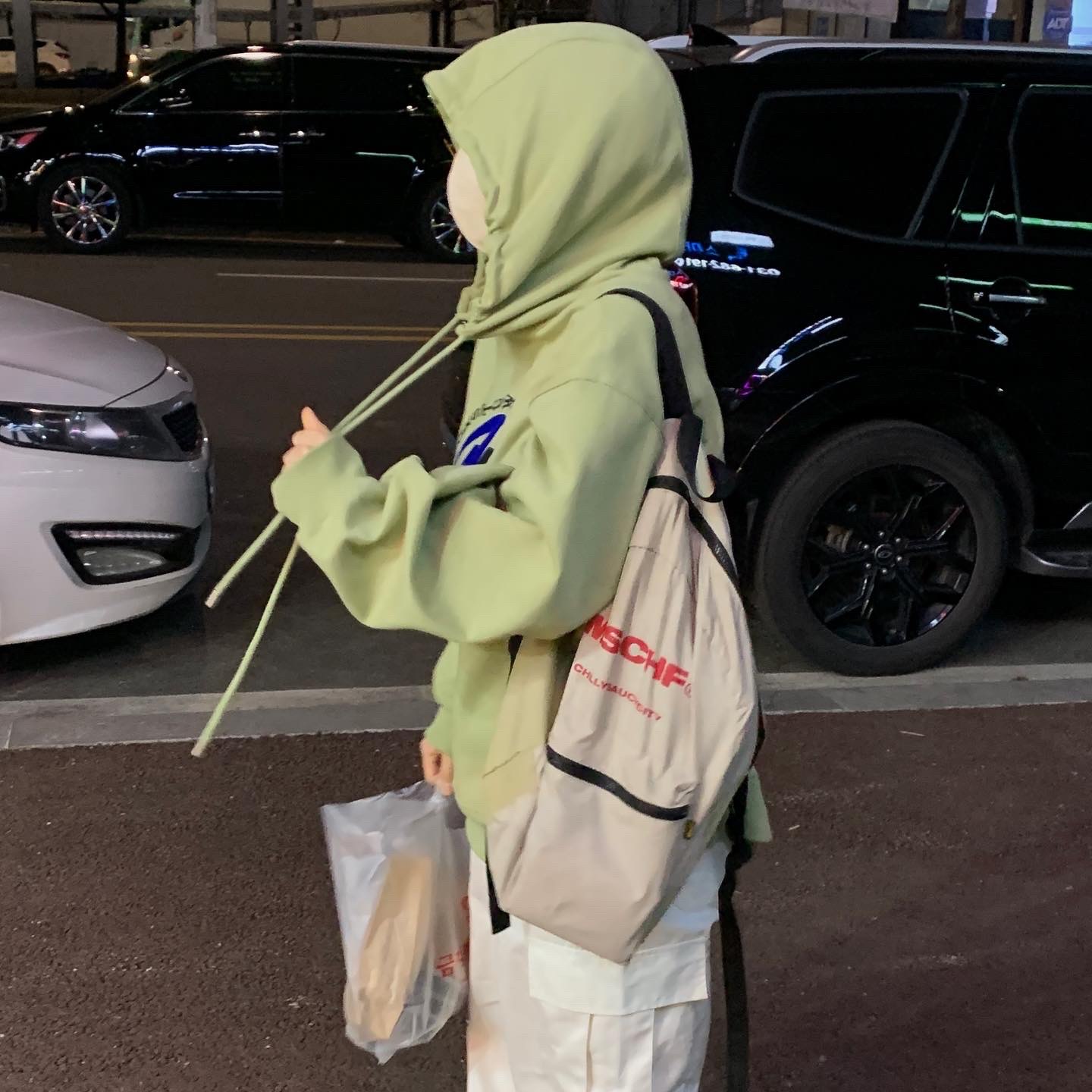 Zara x Ader Error Embroidery Hooded Sweatshirt Light Green, (W) Nike Dunk Low Light Smoke Grey 착용 스타일 - 1