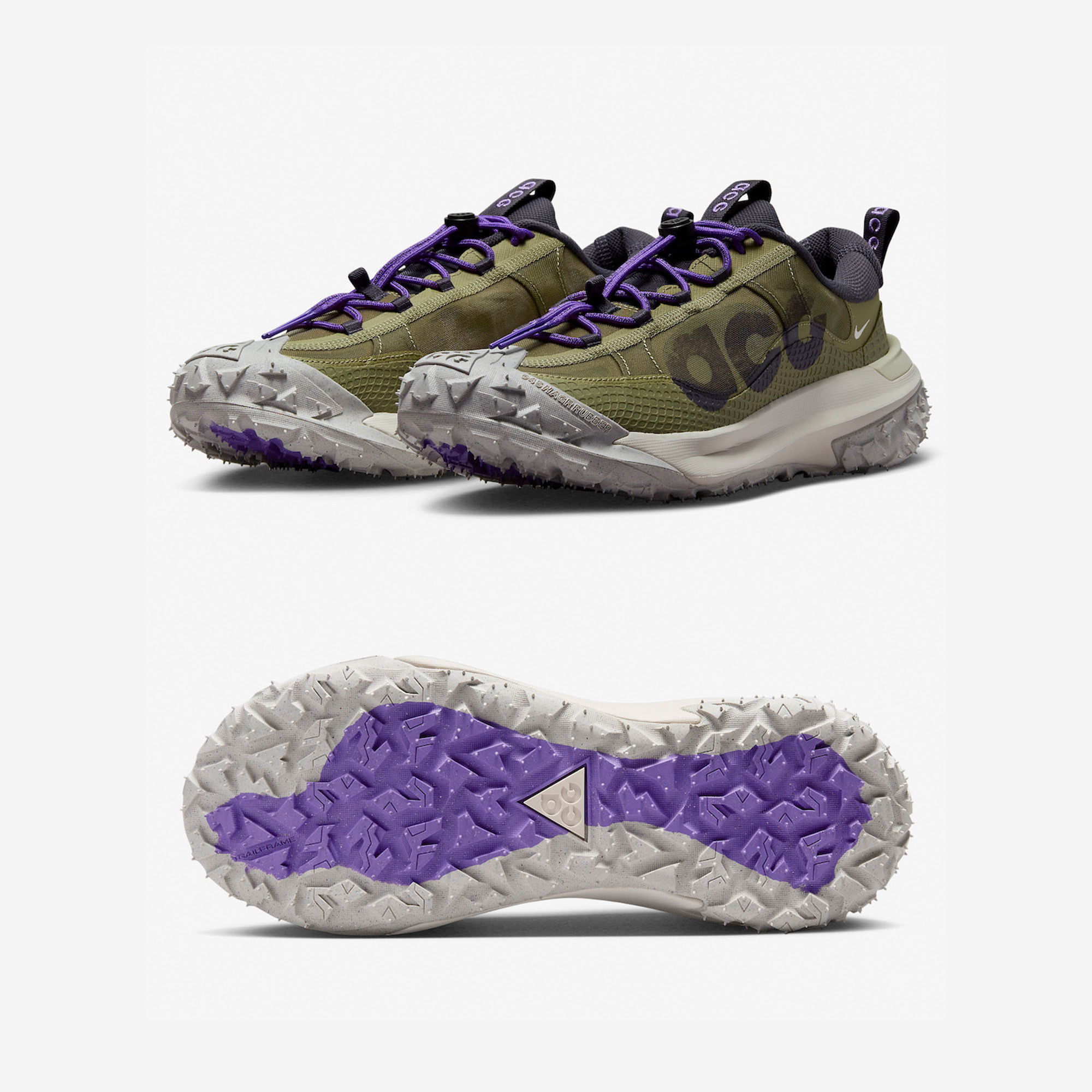 Nike ACG Mountain Fly 2 Low Neutral Olive and Mountain Grape 착용 스타일 - 2