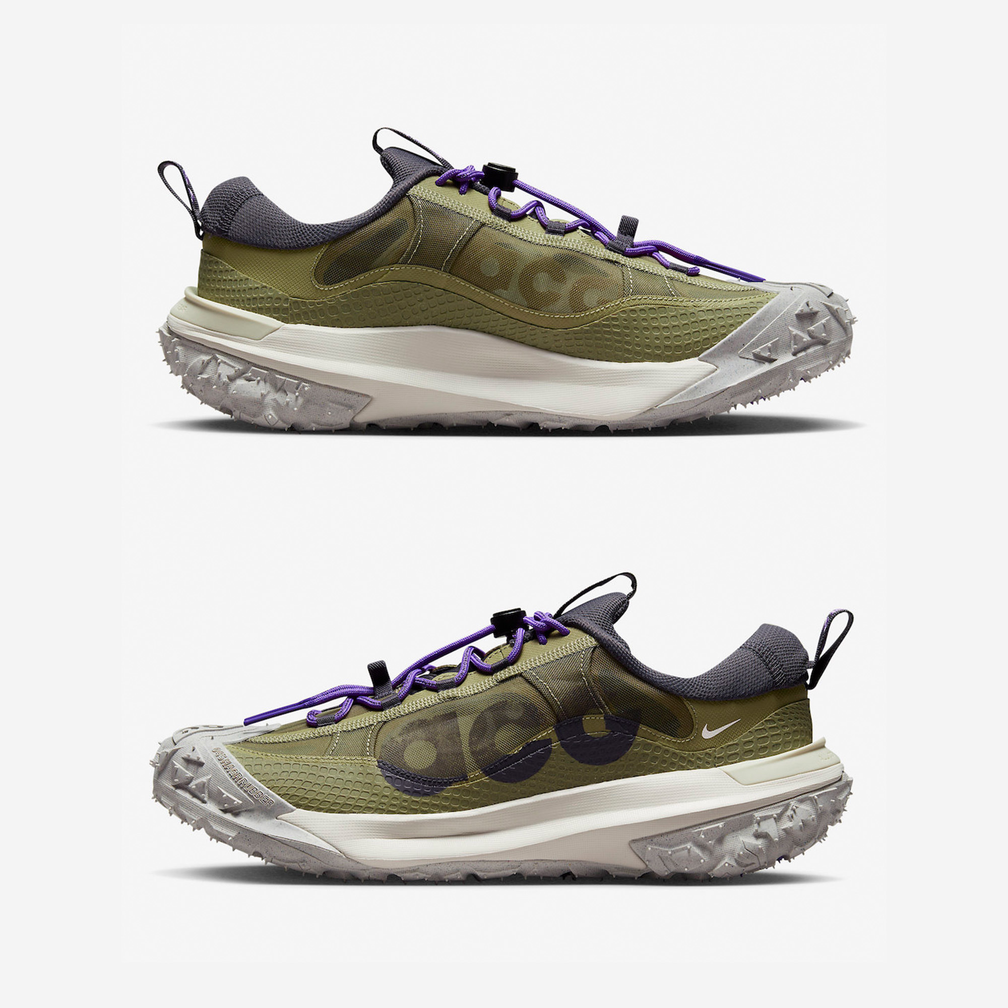 Nike ACG Mountain Fly 2 Low Neutral Olive and Mountain Grape 착용 스타일 - 3