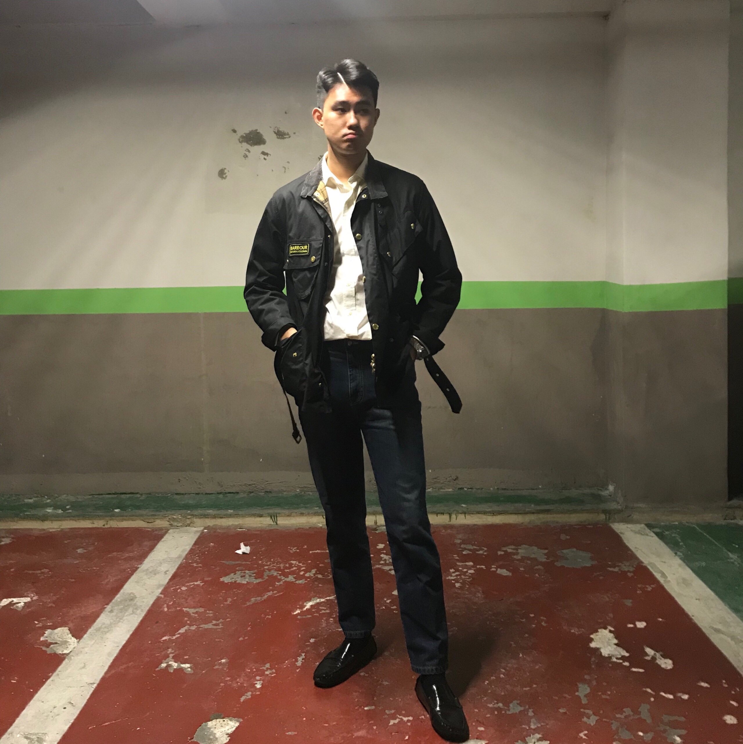 Barbour International Original Wax Jacket Black 착용 스타일