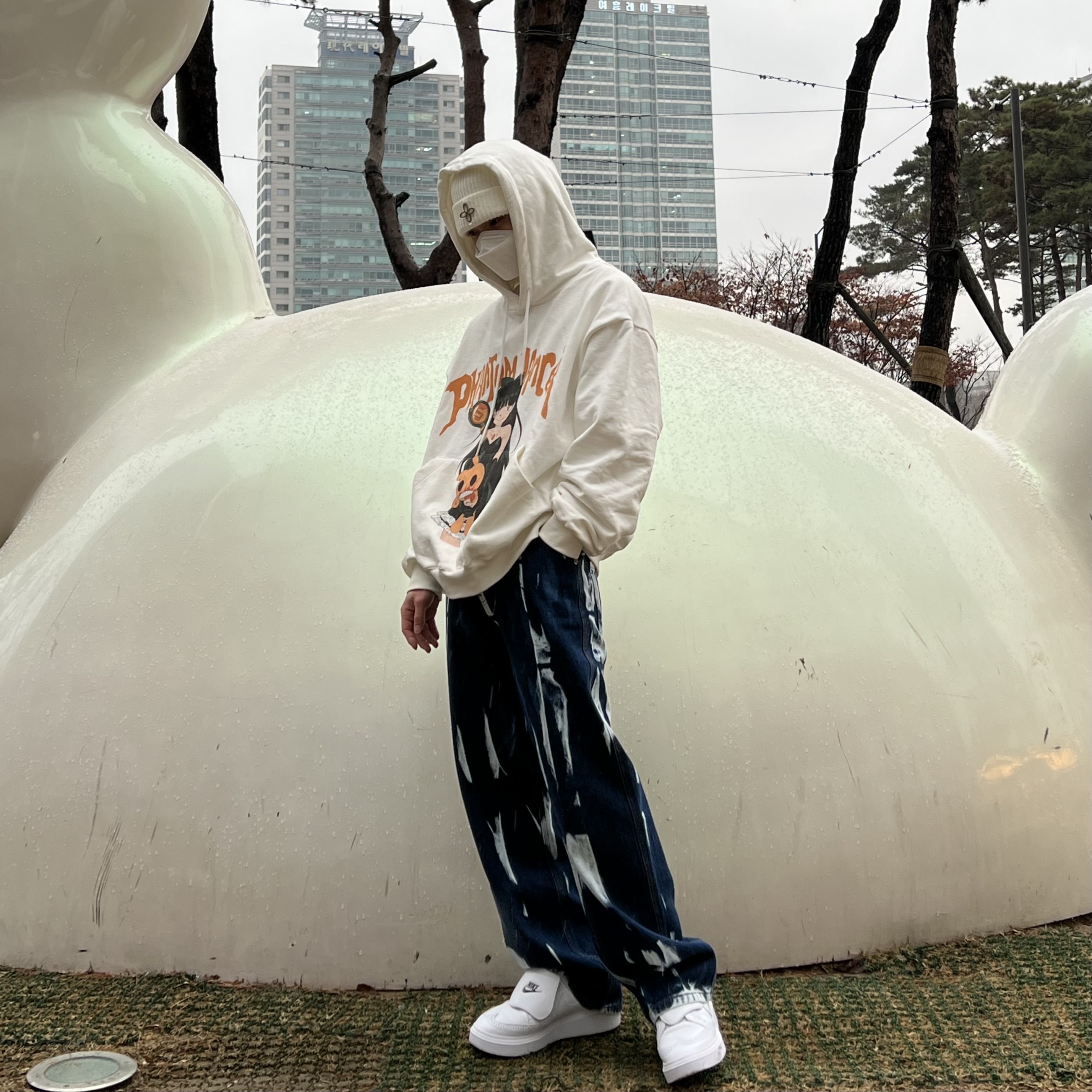 Nike x Peaceminusone Kwondo1 White 착용 스타일 - 1