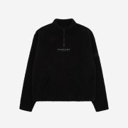 Darkr8m Studio Varsity Logo Sherpa Quarter Zip Up Top Black