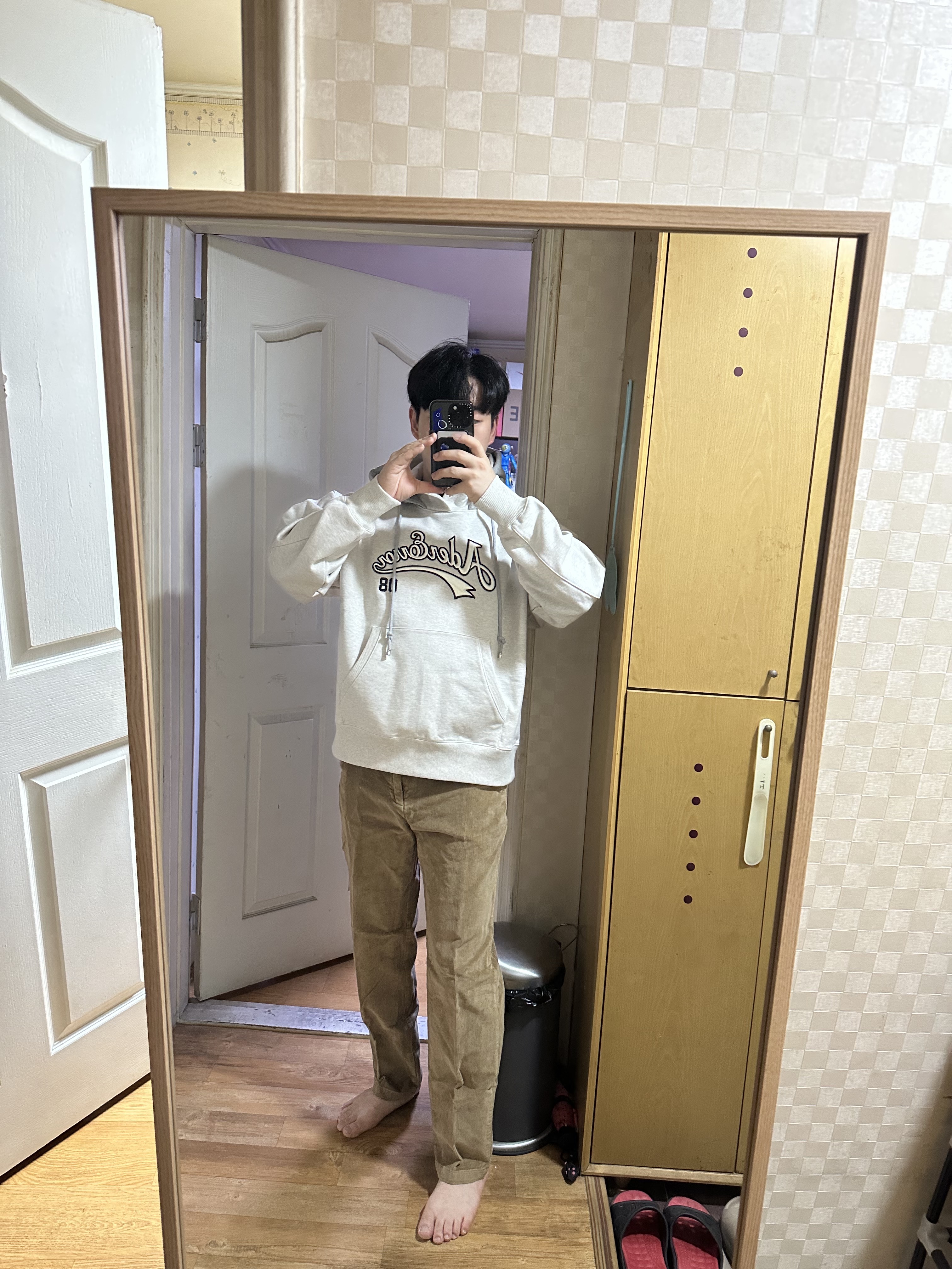 Ader Error Og; 8th @8221 Hoodie Oatmeal 착용 스타일