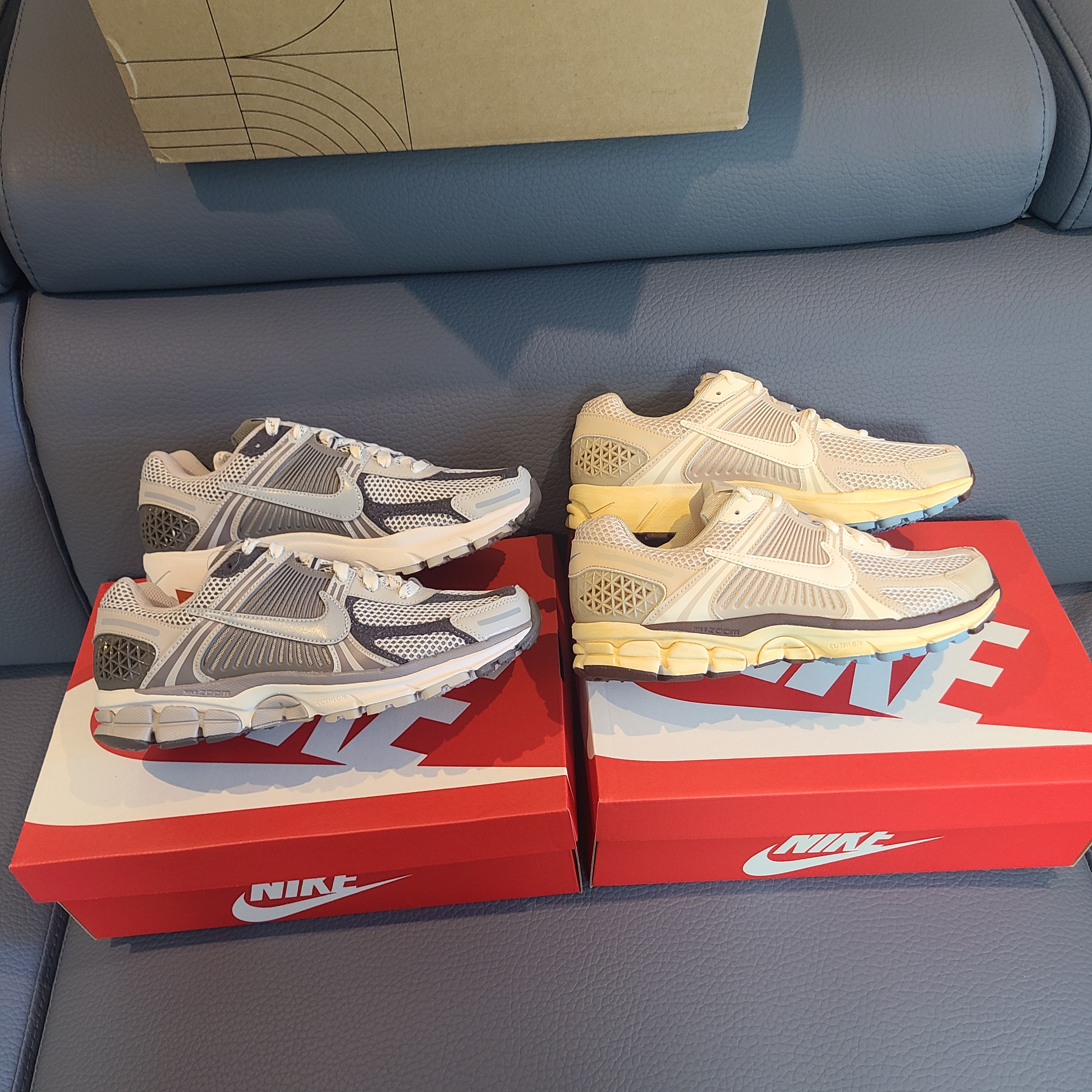 Nike Zoom Vomero 5 PRM Light Iron Ore and Flat Fewter, (W) Nike Zoom Vomero 5 Oatmeal 착용 스타일 - 2