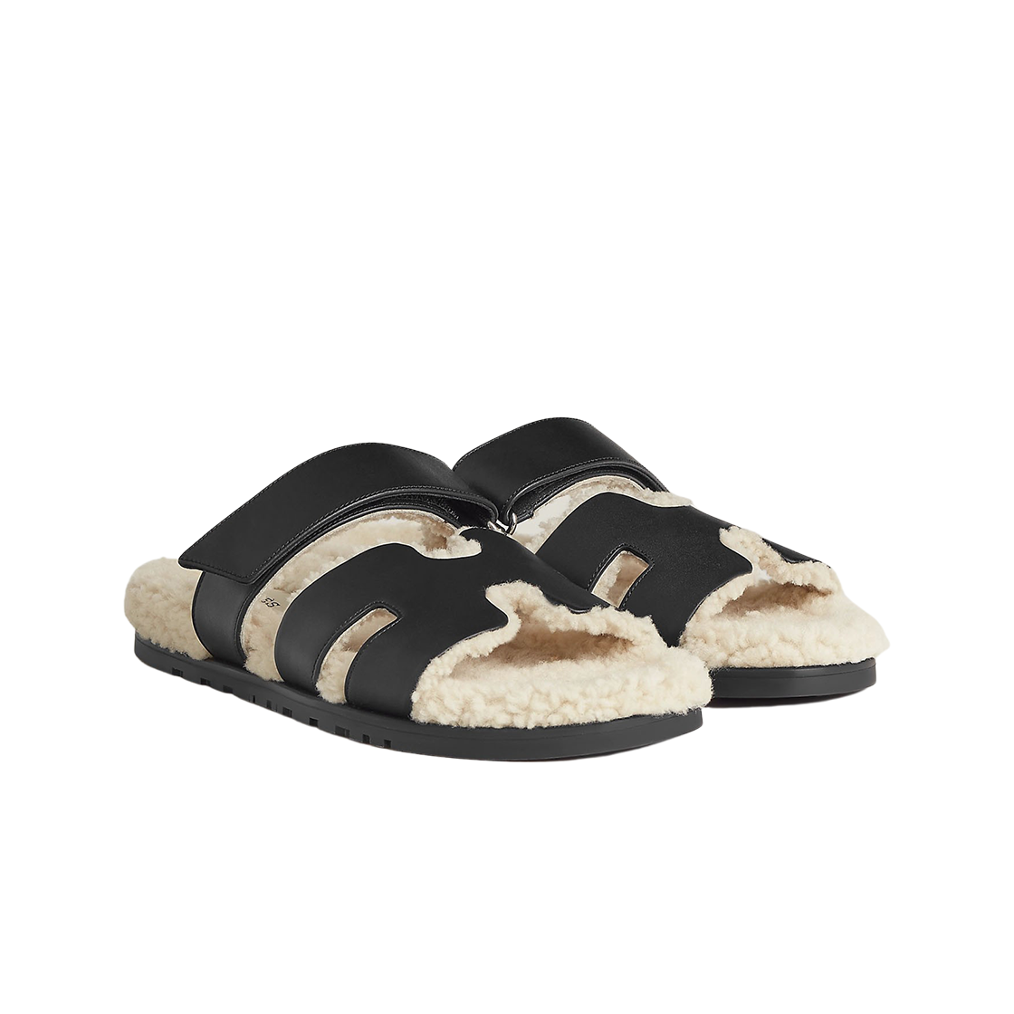 에르메스 시프레 샌들 카프스킨 울스킨 & 누아 에크류(Hermes Chypre Sandal Calfskin Woolskin & Noir Ecru) - 2