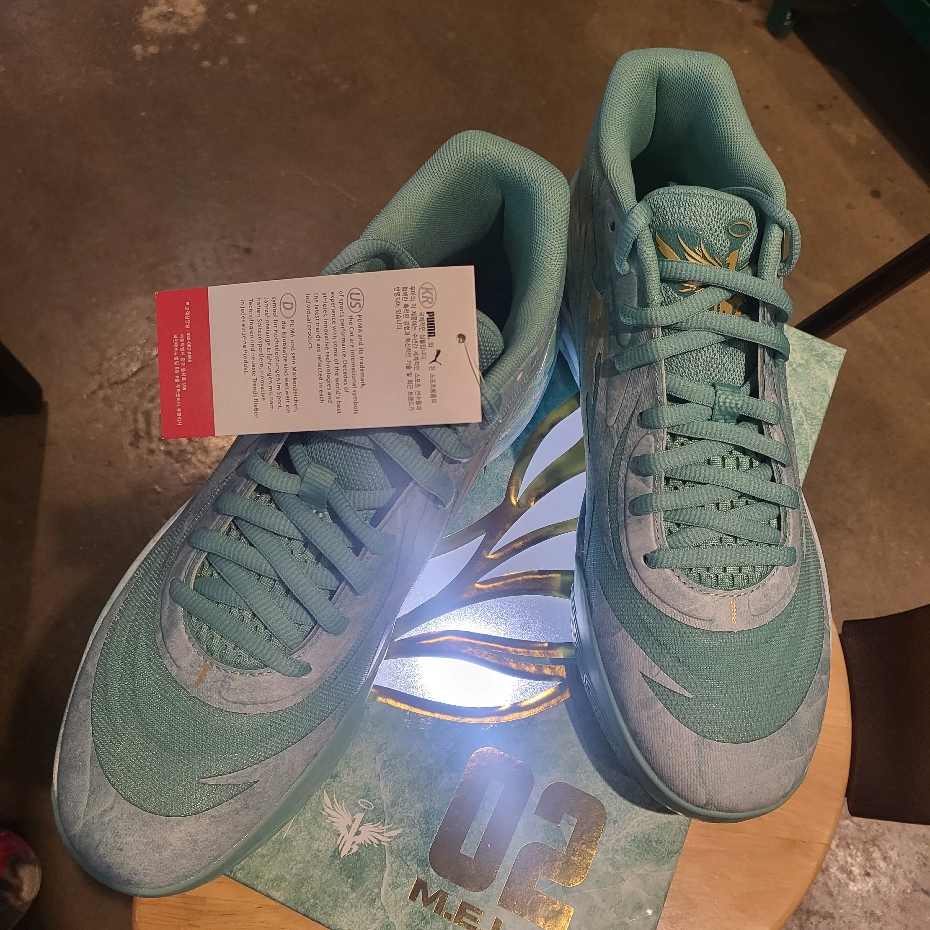 Puma MB.02 Lamelo Ball Lake Green 착용 스타일 - 1