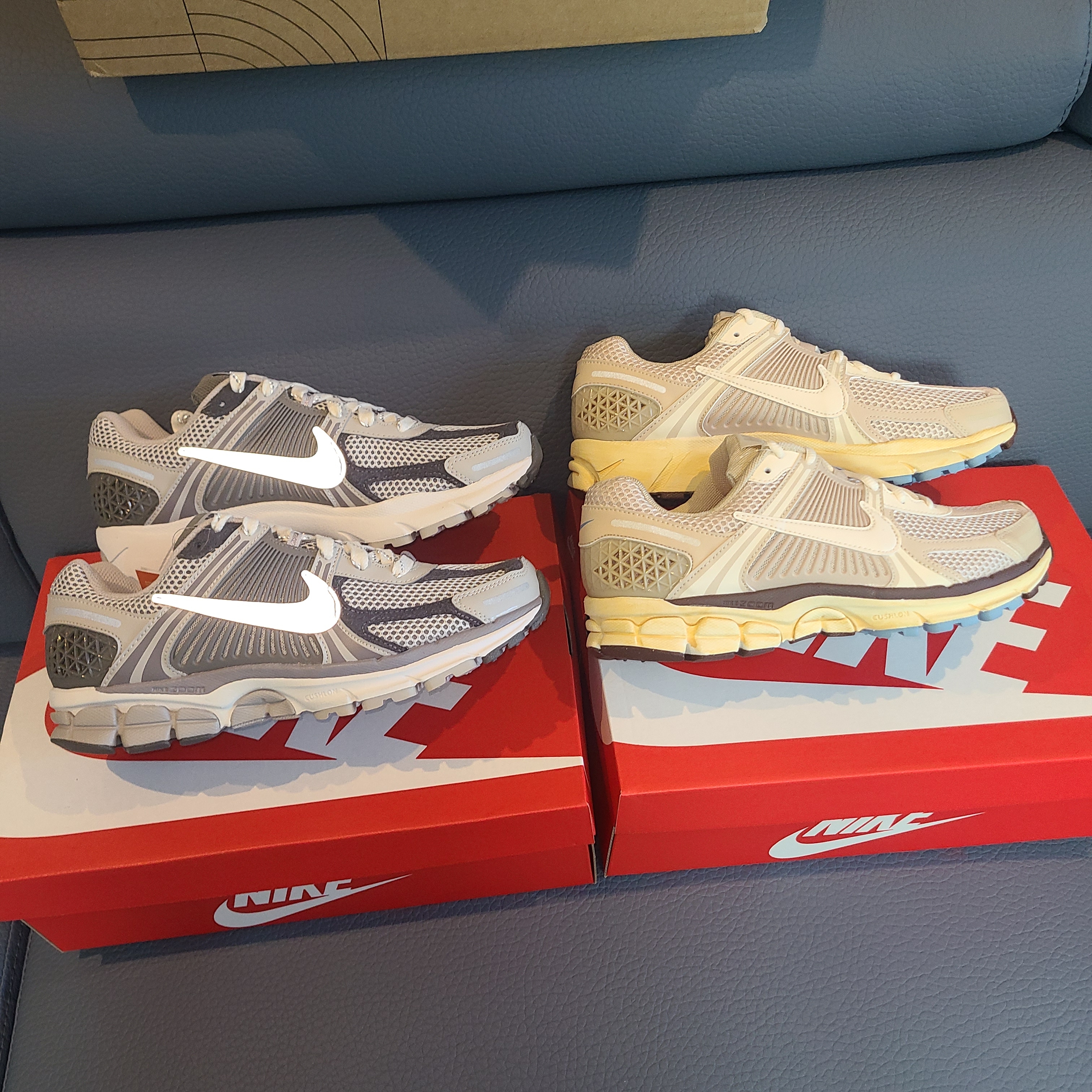 Nike Zoom Vomero 5 PRM Light Iron Ore and Flat Fewter, (W) Nike Zoom Vomero 5 Oatmeal 착용 스타일 - 1
