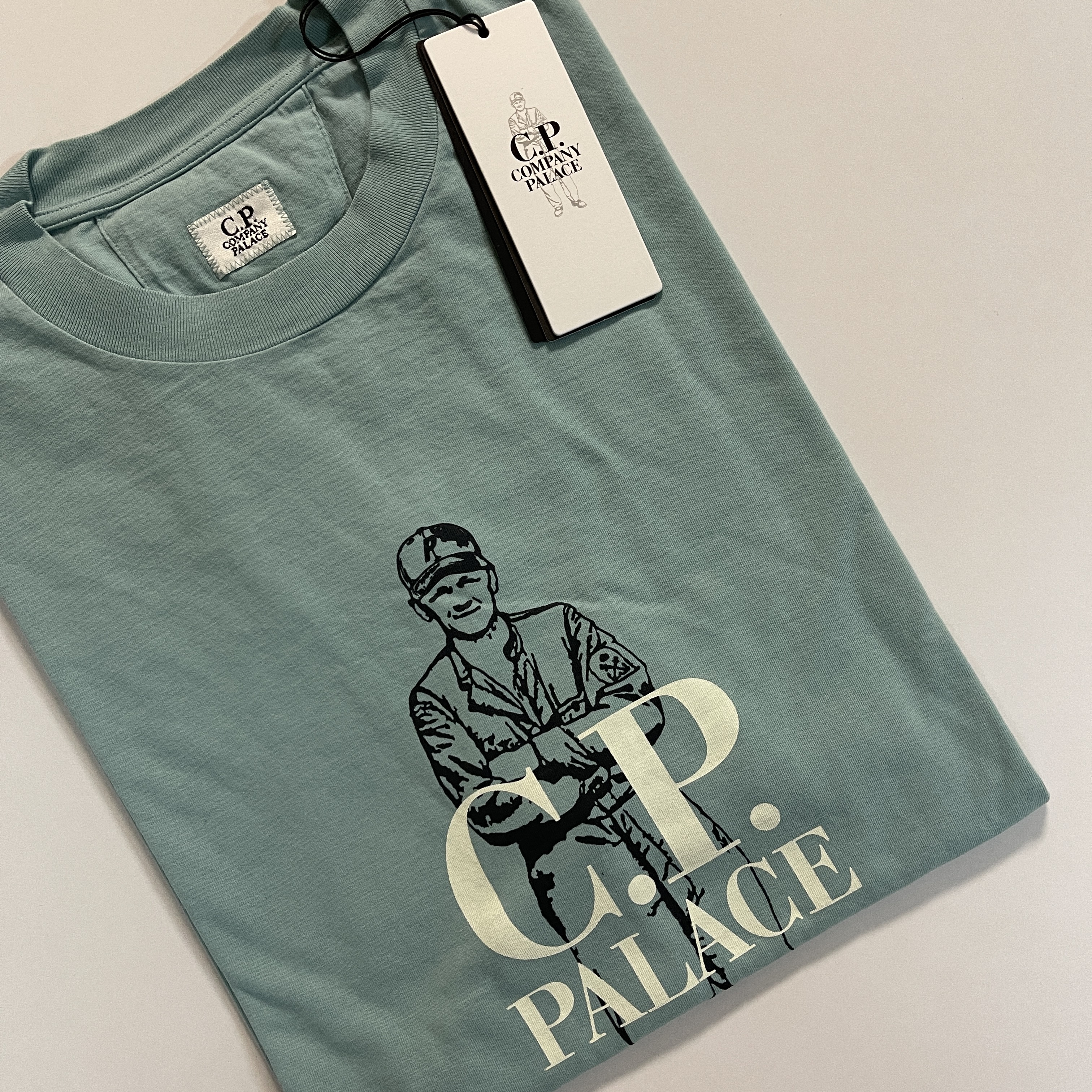 Palace x C.P. Company Logo T-Shirt Blue - 22FW 착용 스타일