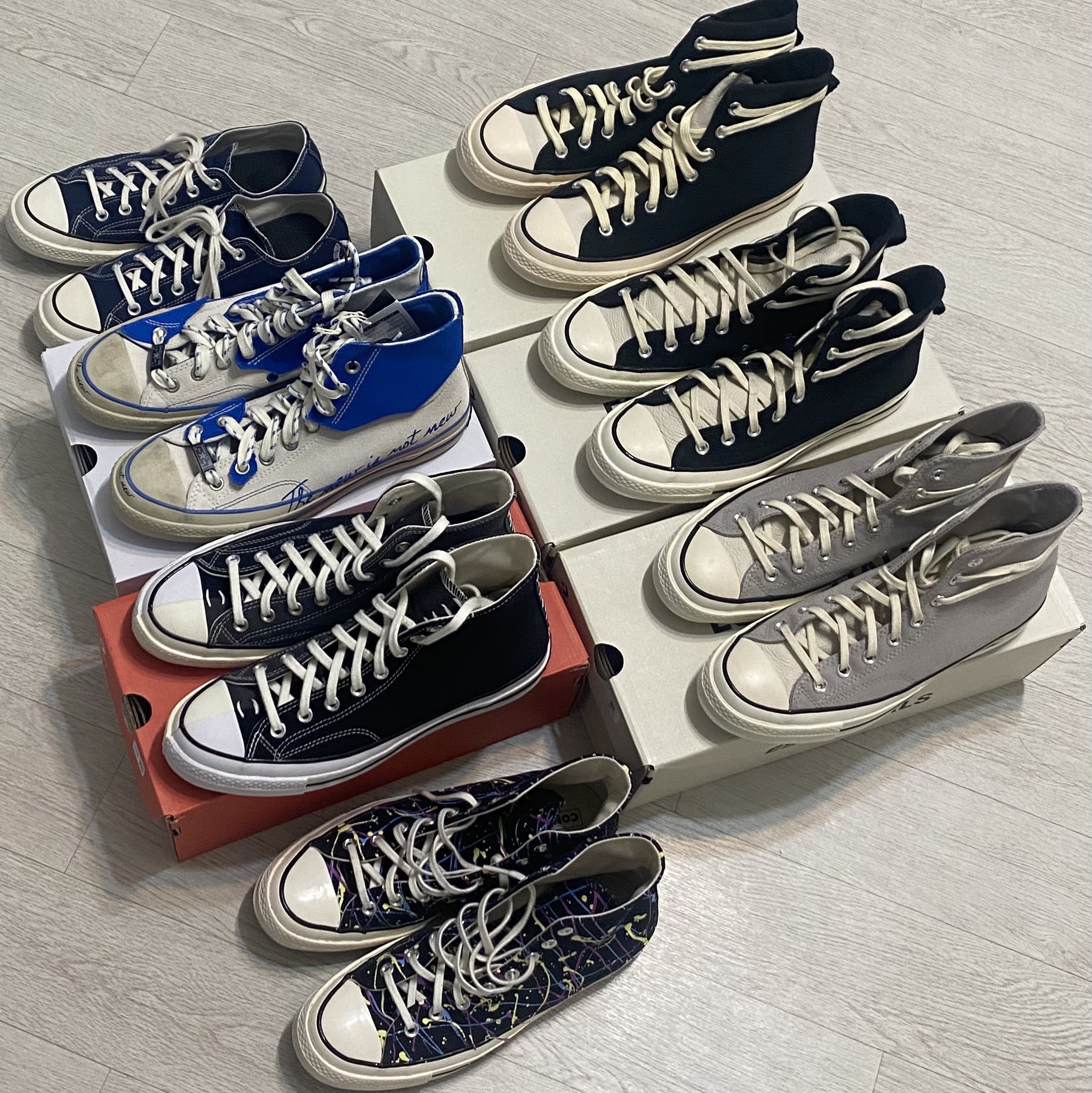 Converse x Ader Error Chuck 70 High White, Converse x Slam Jam Chuck 70 Hi Reconstructed Black 착용 스타일 - 2