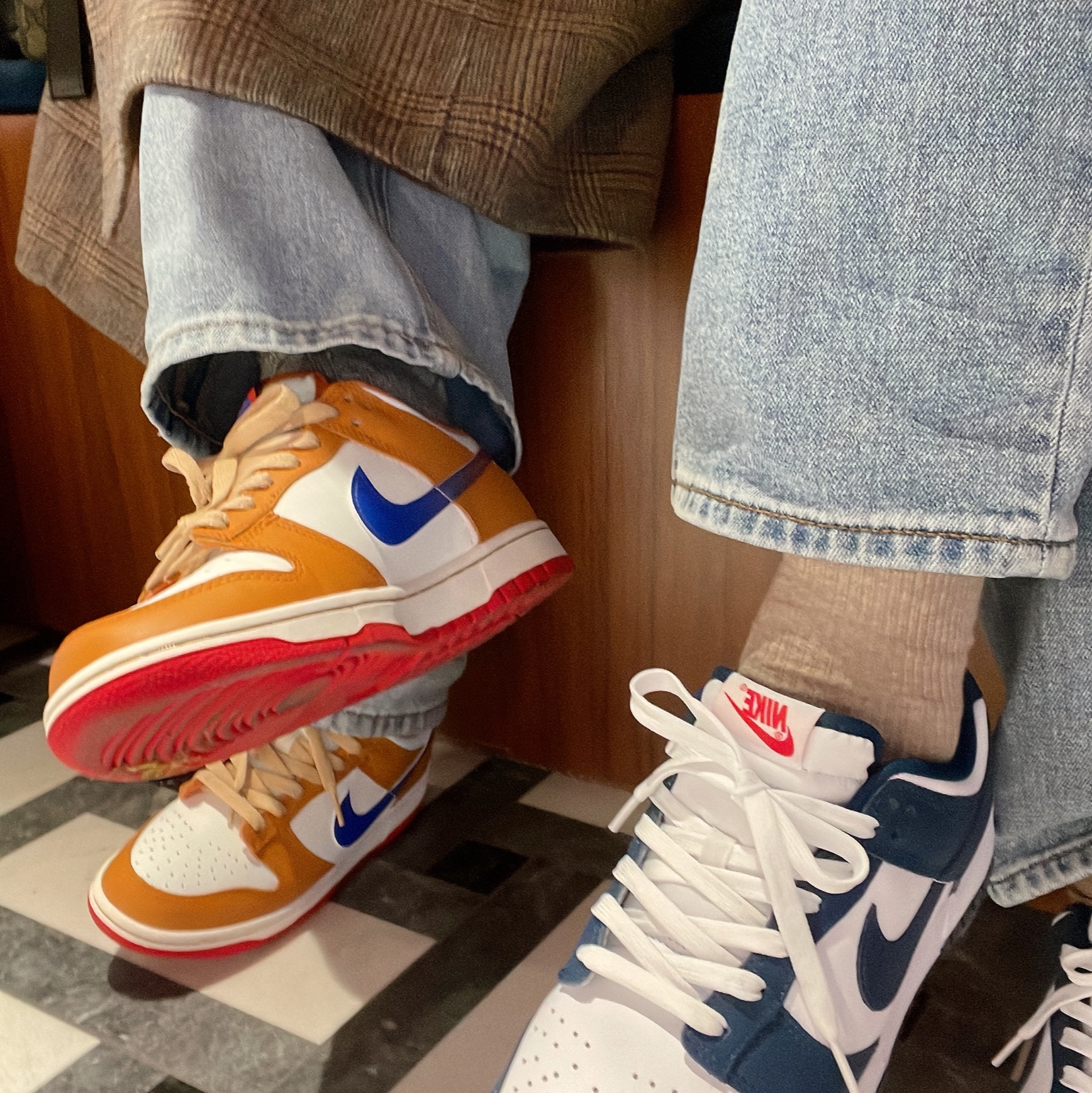 (GS) Nike Dunk Low Hot Curry and Game Royal, Nike Dunk Low Retro Valerian Blue 착용 스타일