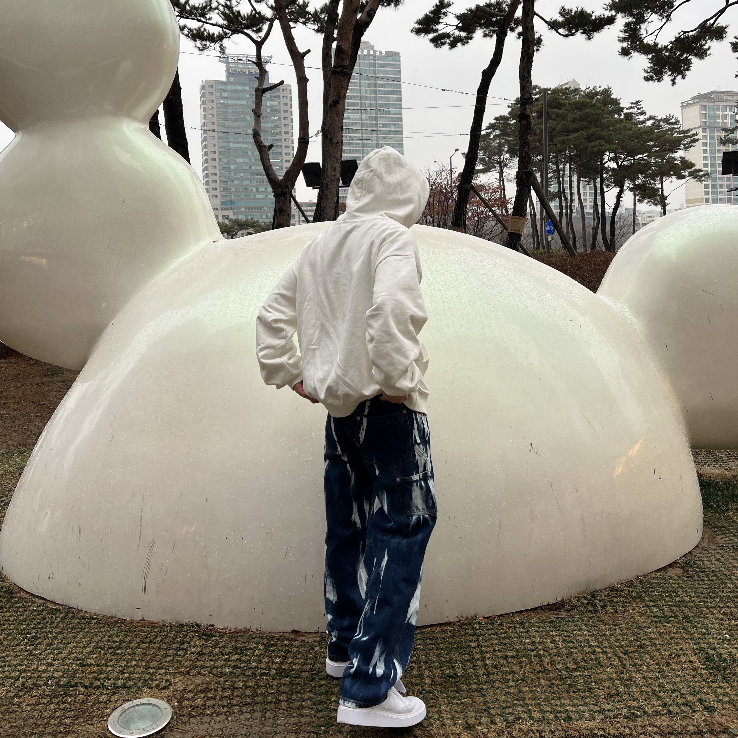 Nike x Peaceminusone Kwondo1 White 착용 스타일 - 2
