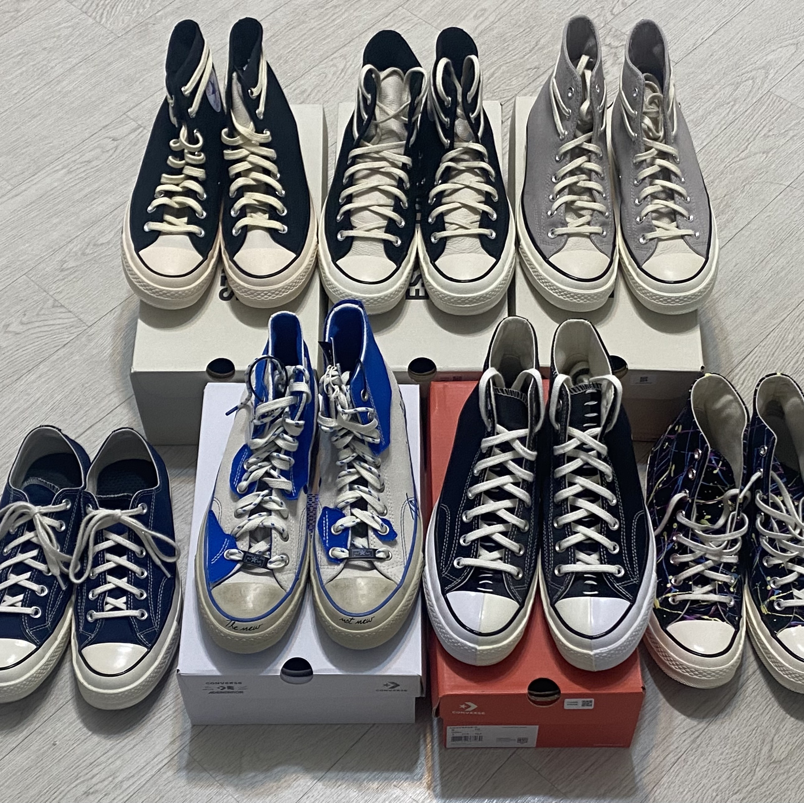 Converse x Ader Error Chuck 70 High White, Converse x Slam Jam Chuck 70 Hi Reconstructed Black 착용 스타일 - 1