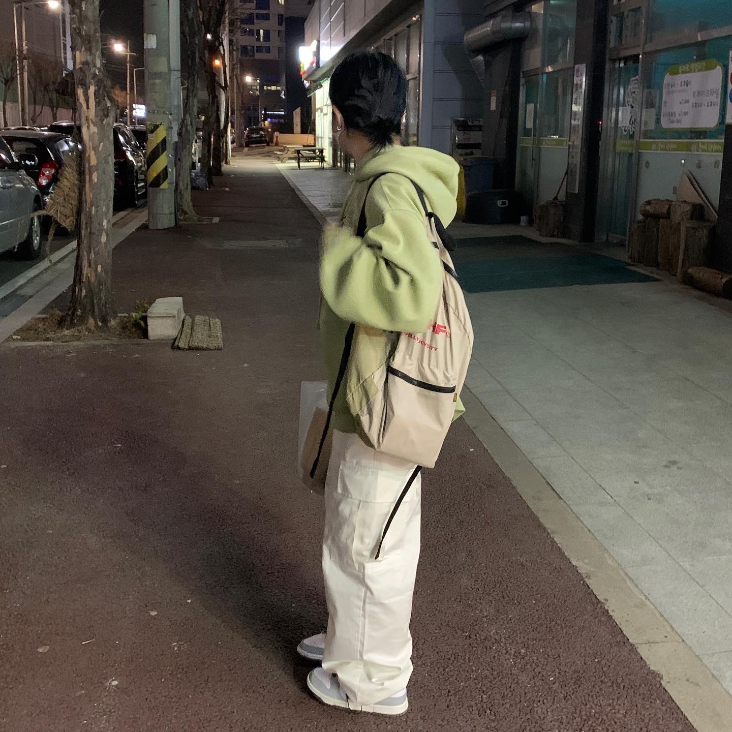 Zara x Ader Error Embroidery Hooded Sweatshirt Light Green, (W) Nike Dunk Low Light Smoke Grey 착용 스타일 - 2