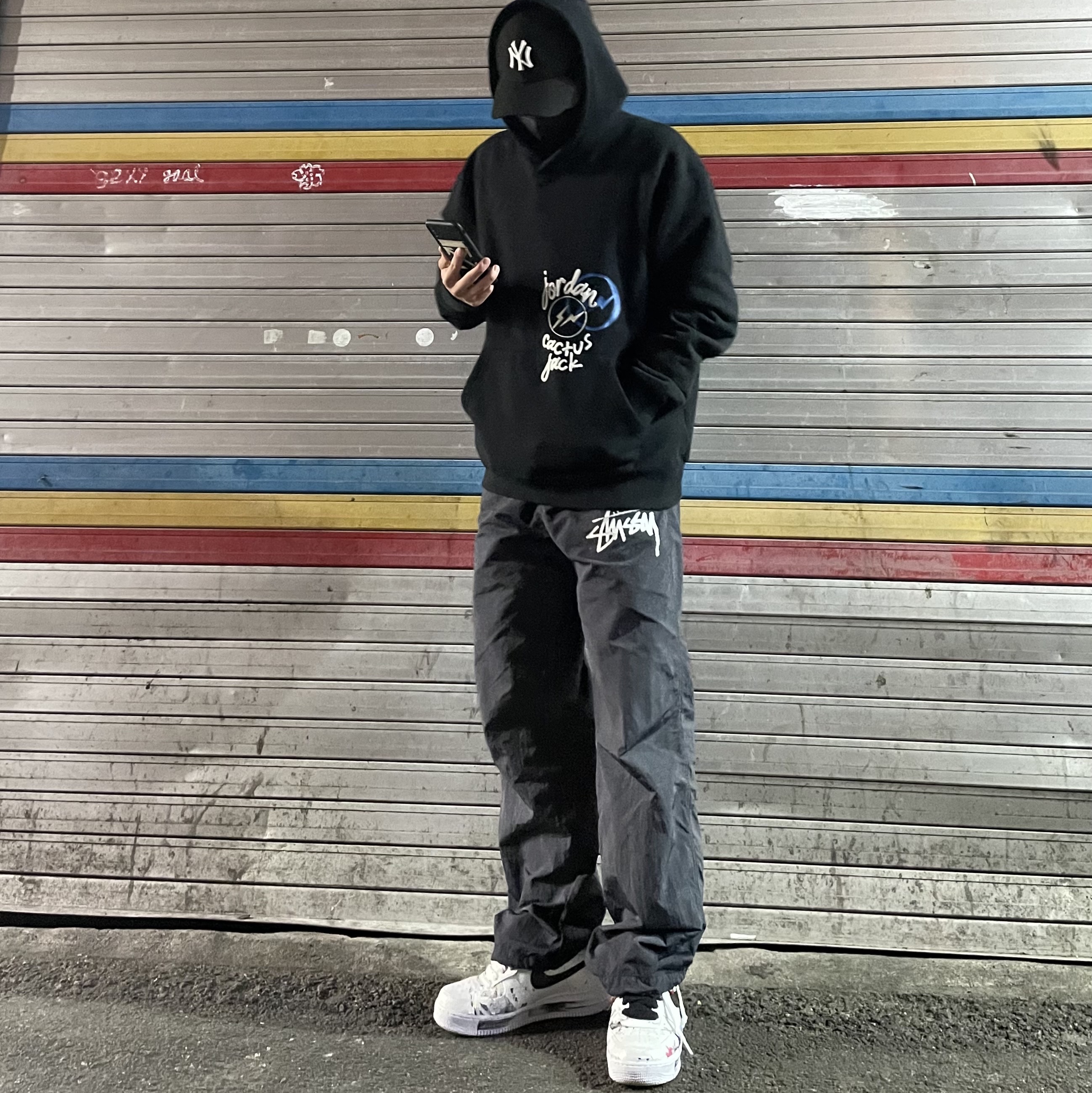 Nike x Peaceminusone Air Force 1 Low Para-Noise 2.0, Nike x Stussy Beach Pants Off Noir 착용 스타일