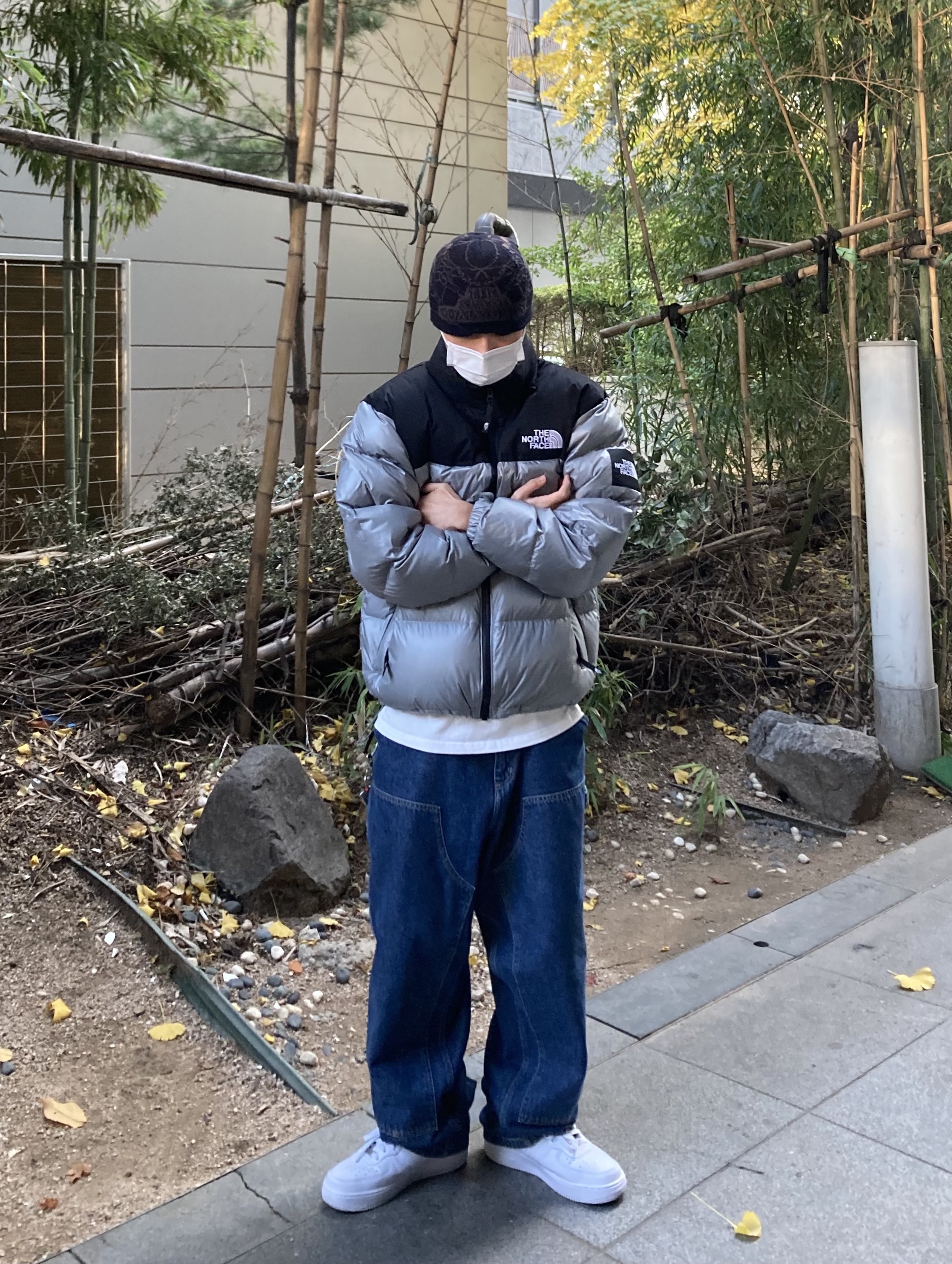 The North Face White Label Novelty Nuptse Down Jacket Light Khaki, Nike Air Force 1 Mid '07 White 착용 스타일 - 4