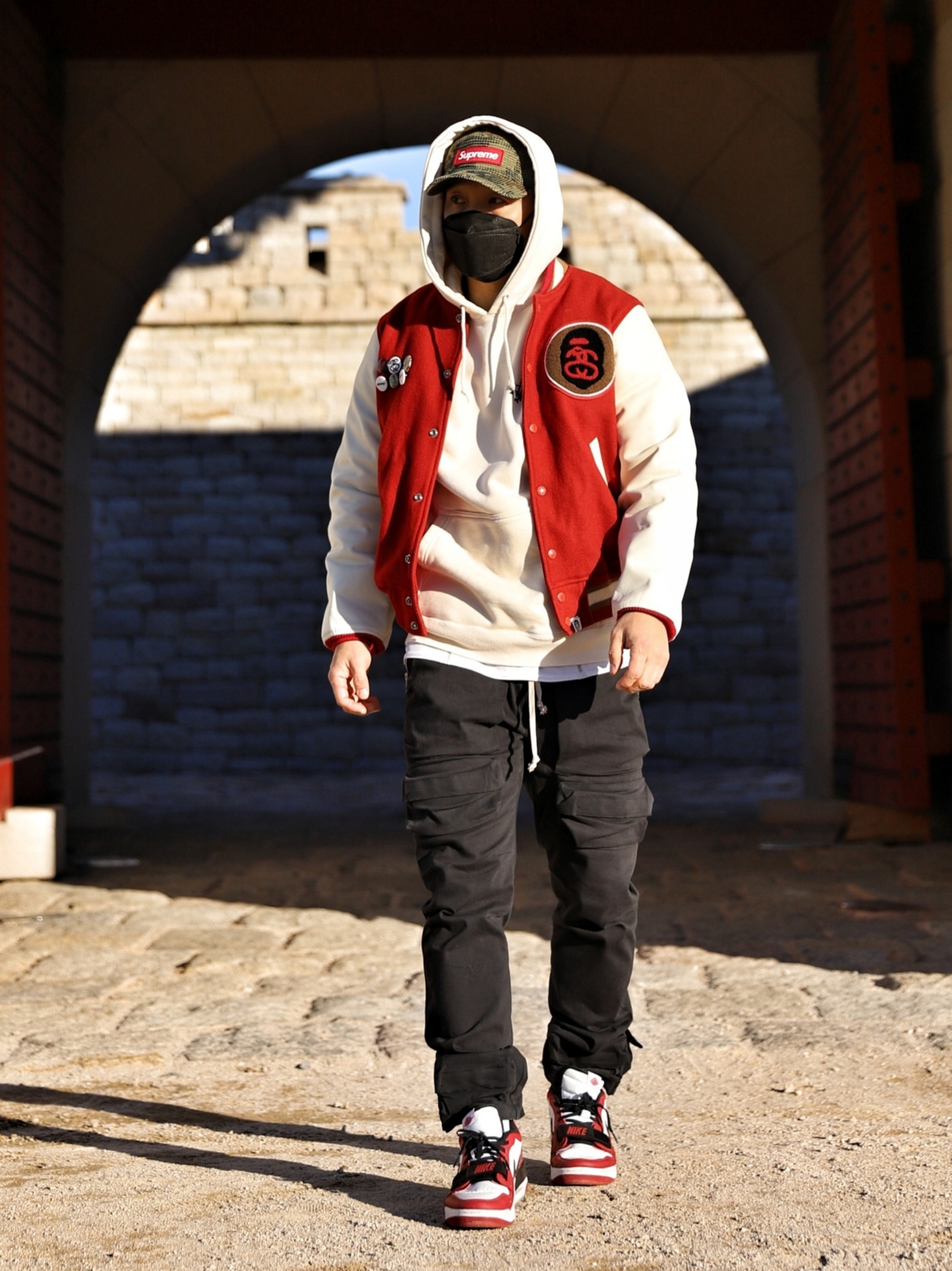 Supreme Camo Grid Velvet Camp Cap Woodland Camo - 22FW, Jordan Legacy 312 Low Chicago 2022 착용 스타일 - 2