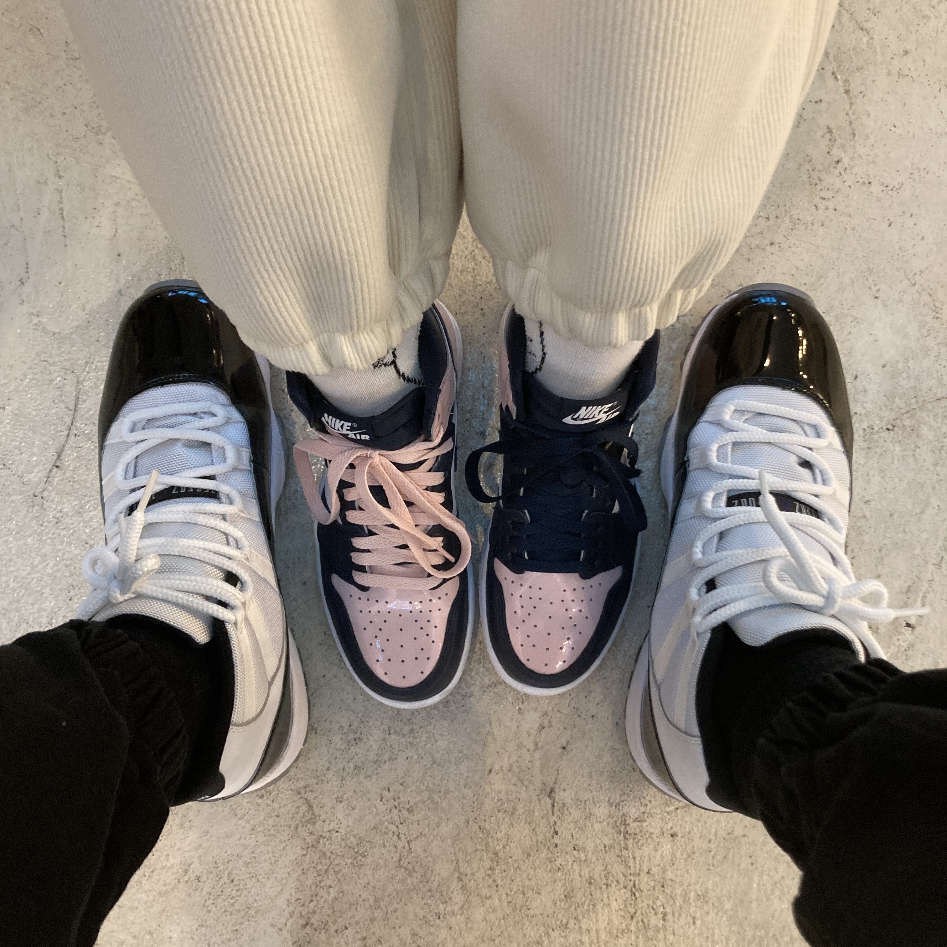 Jordan 11 Retro Concord 2018, (W) Jordan 1 Retro High OG Atmosphere 착용 스타일