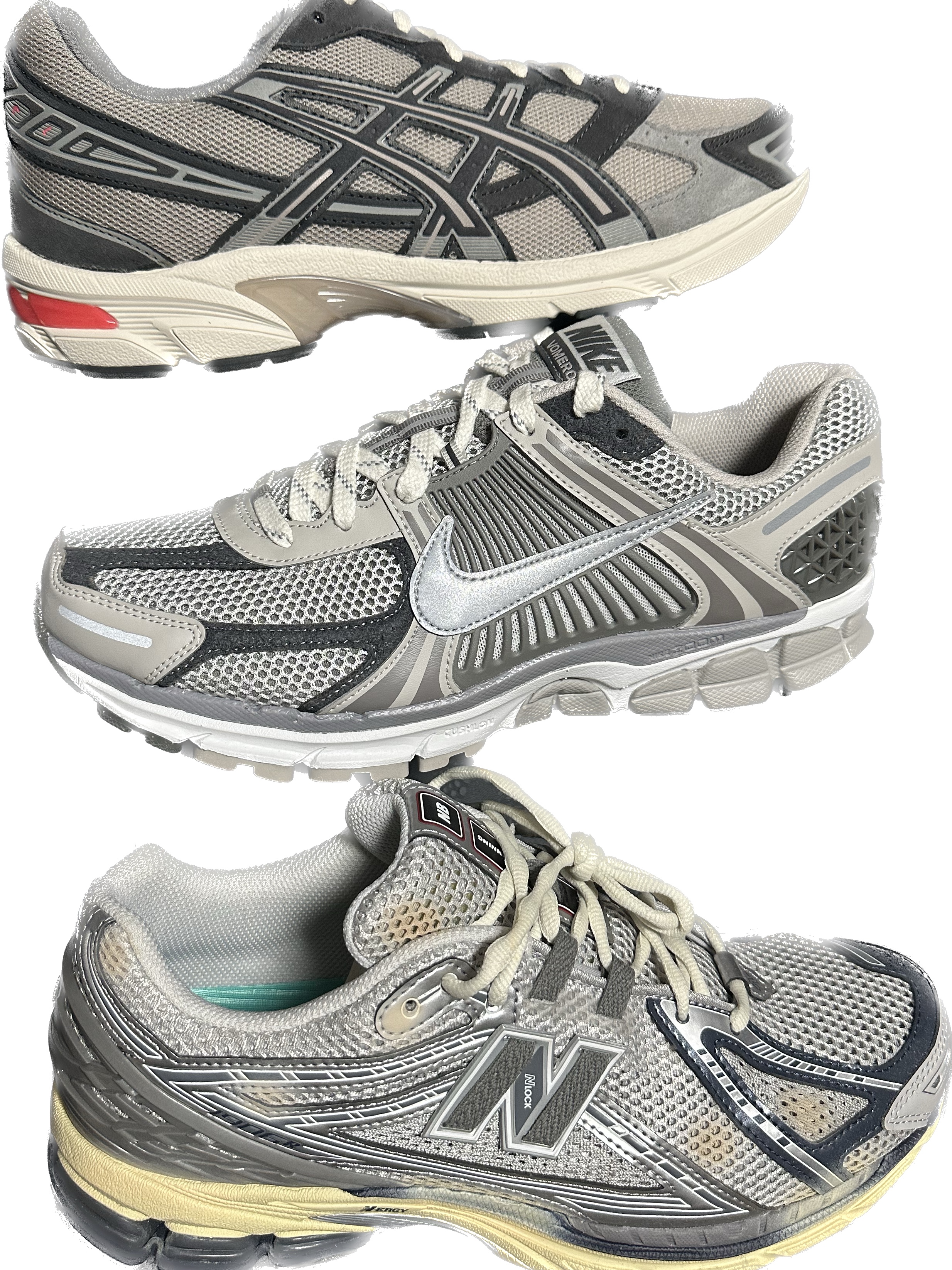 New Balance x Thisisneverthat 1906R 2022 Downtown Run, Asics Gel-1130 Moonrock Obsidian Grey 착용 스타일