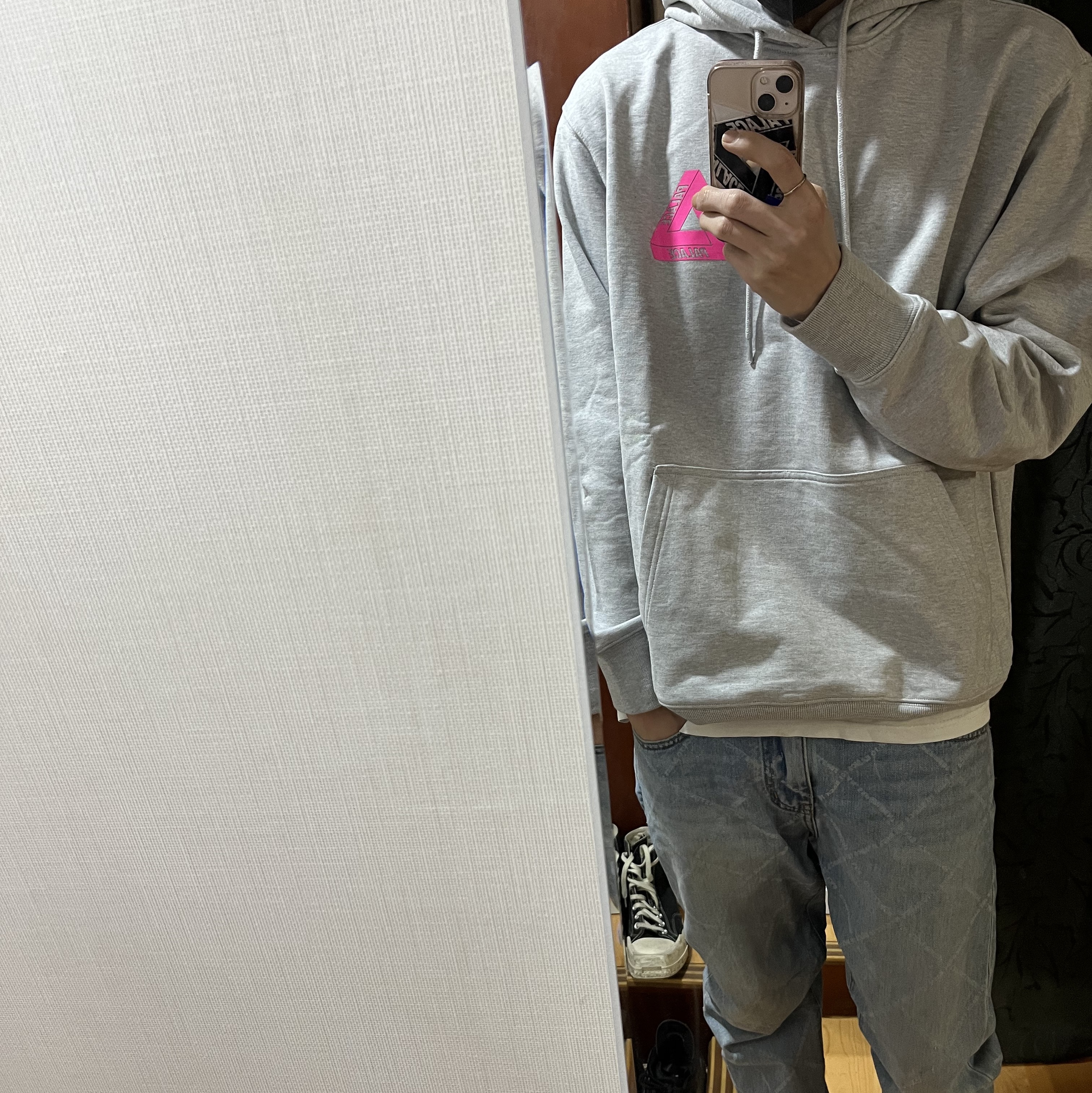 Palace Tri-Lenticular Hood Grey Marl - 22FW, Palace Tri-Lenticular Hood Black - 22FW 착용 스타일 - 2