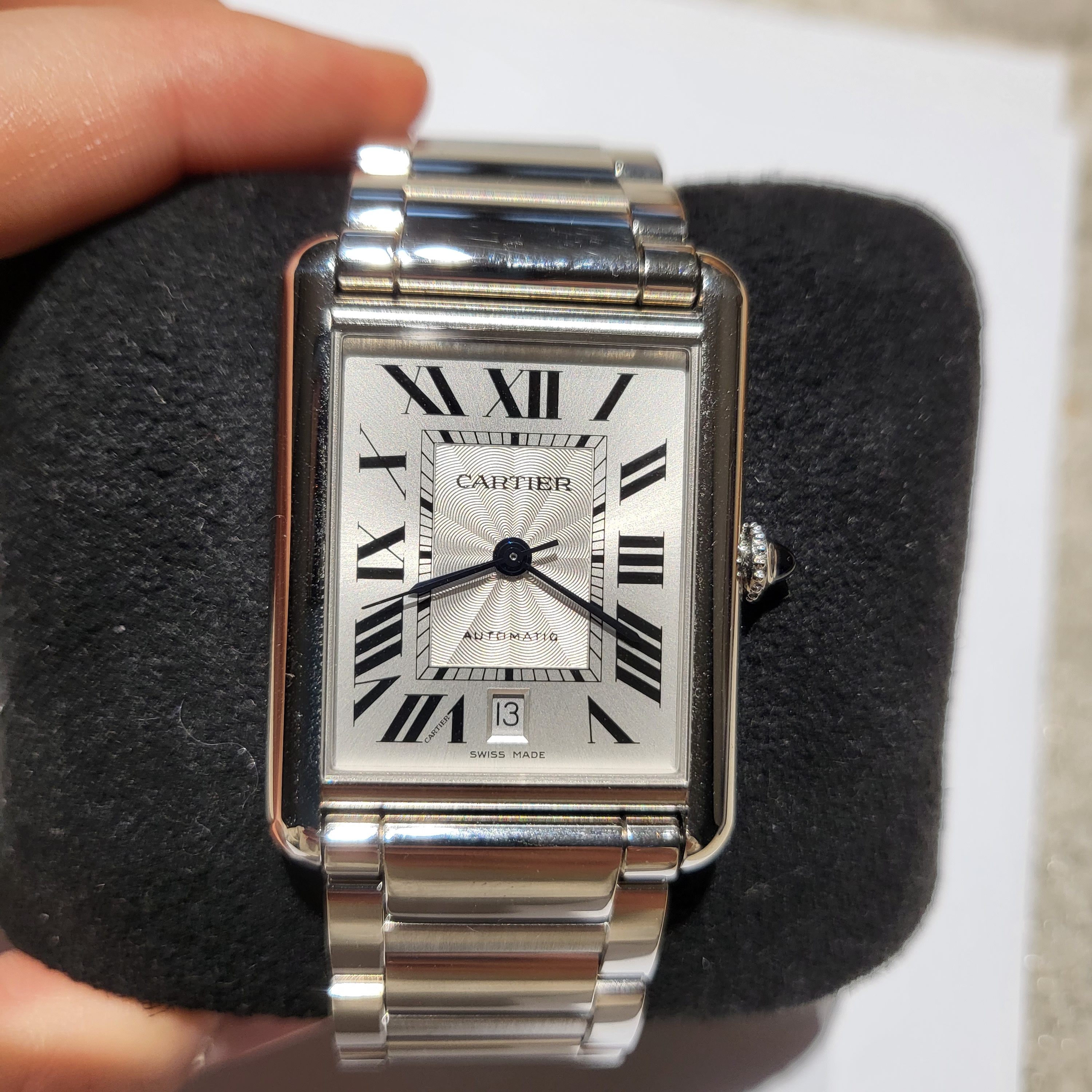 Cartier Tank Must Watch Extra Large Automatic Steel Bracelet Steel 착용 스타일 - 2