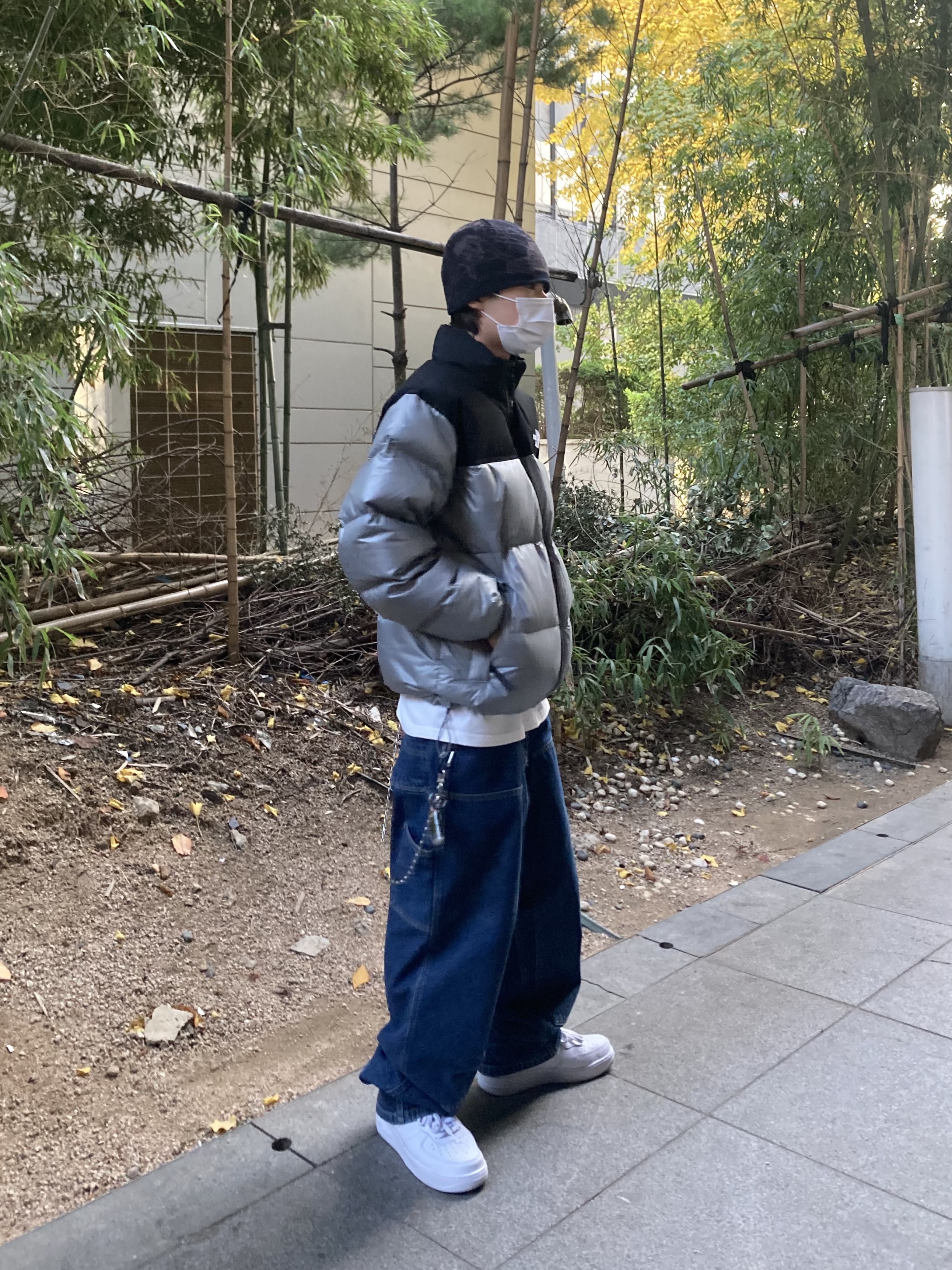 The North Face White Label Novelty Nuptse Down Jacket Light Khaki, Nike Air Force 1 Mid '07 White 착용 스타일 - 2