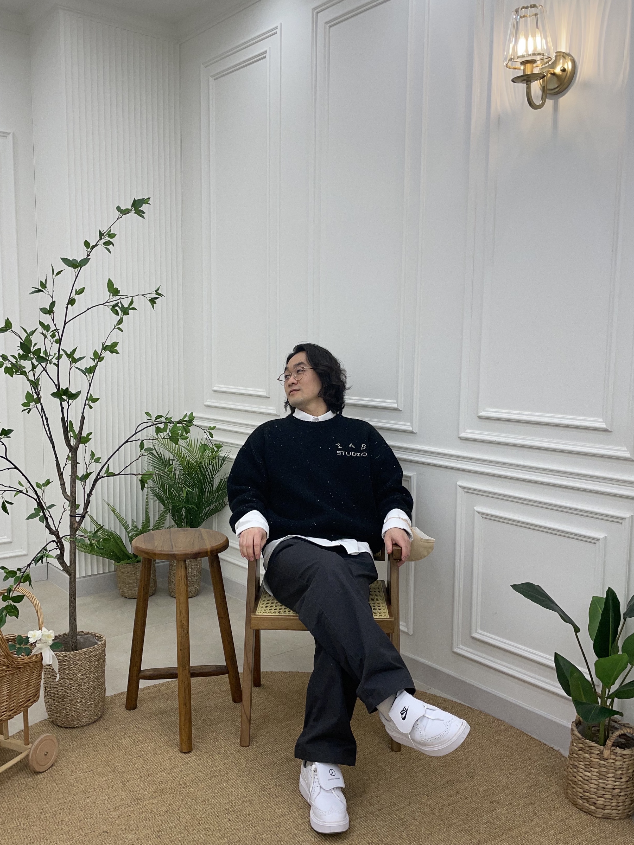 IAB Studio Knit Black, Nike x Peaceminusone Kwondo1 White 착용 스타일