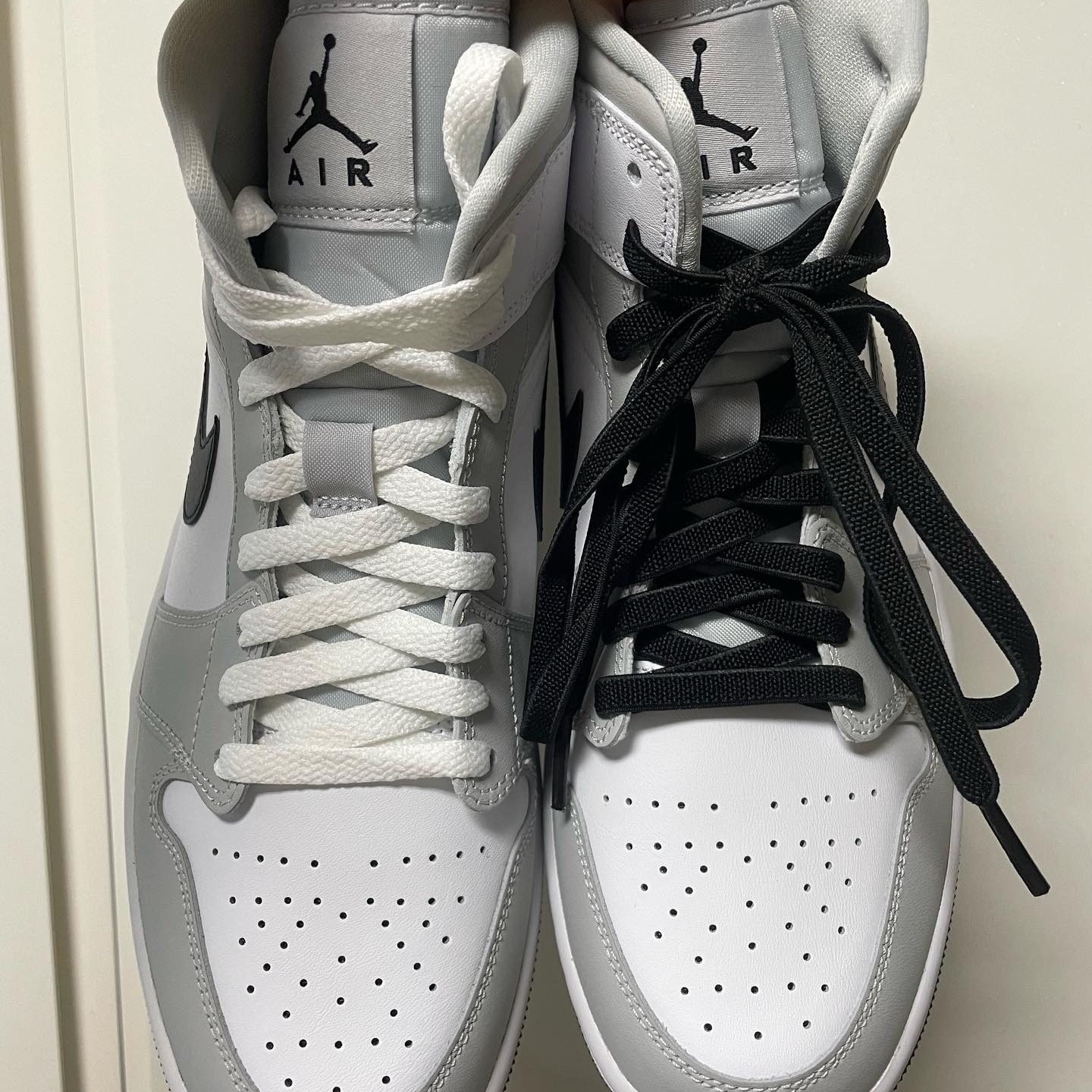 (W) Jordan 1 Mid Grey Fog 착용 스타일 - 2