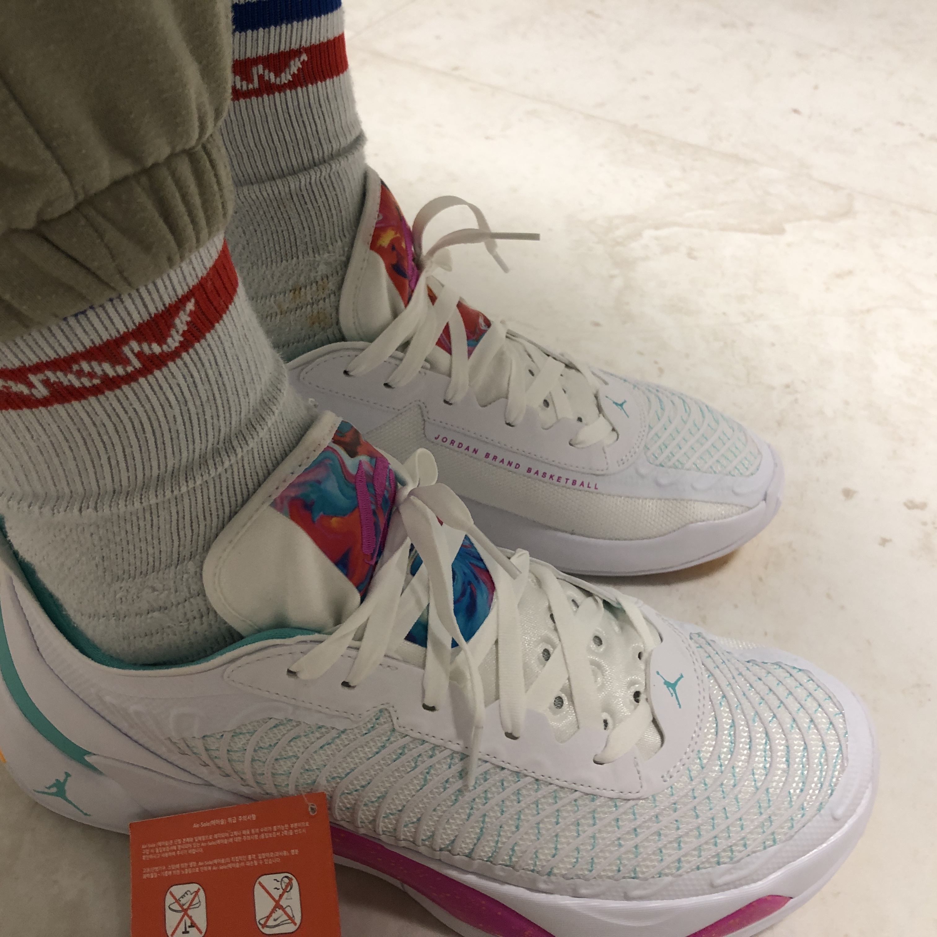 Jordan Luka 1 PF White Dynamic Turquoise 착용 스타일 - 2