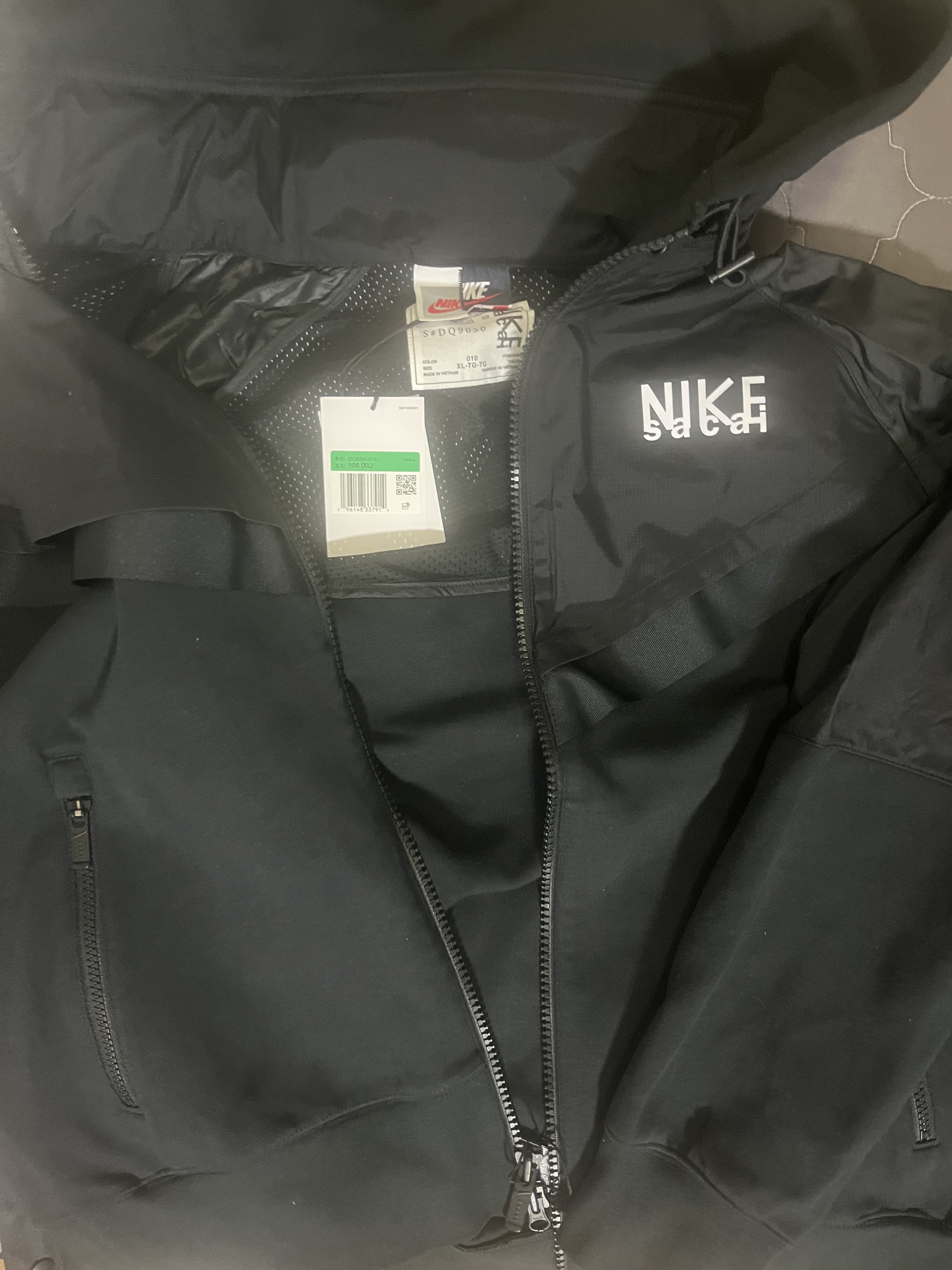 Nike x Sacai NRG Full Zip Hoodie Black - Asia 착용 스타일