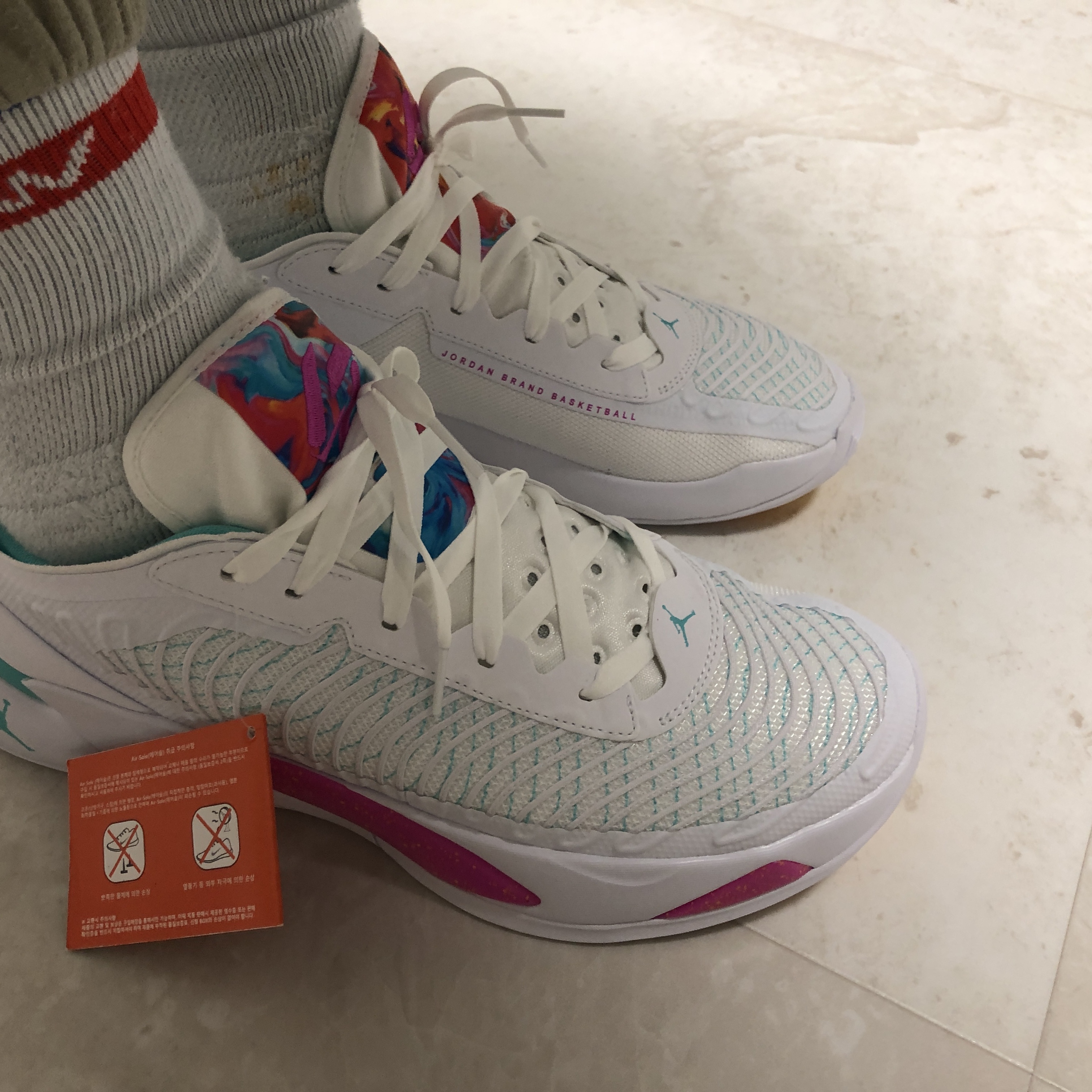 Jordan Luka 1 PF White Dynamic Turquoise 착용 스타일 - 1