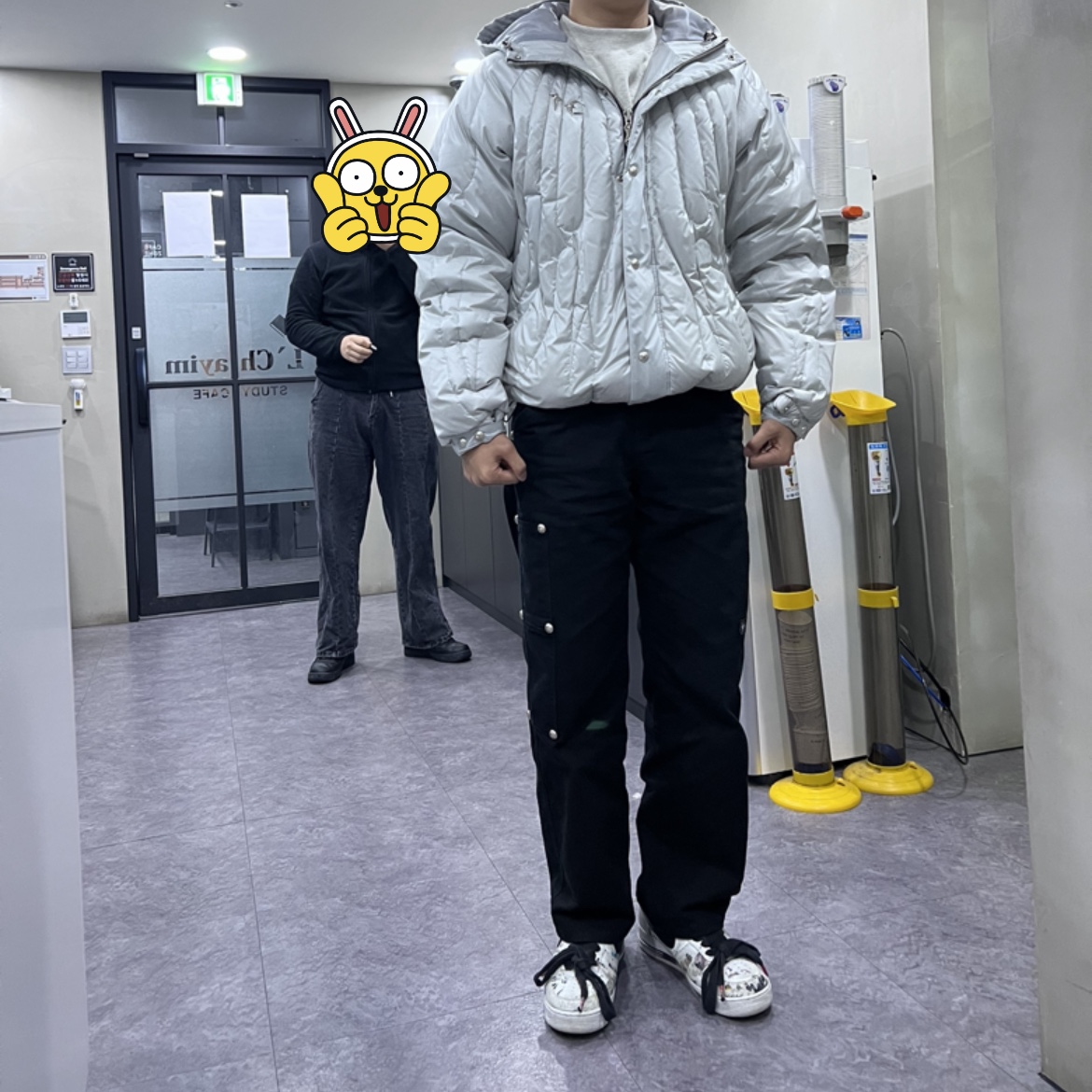 Nike x Peaceminusone Air Force 1 Low Para-Noise 2.0, Thug Club Cave Down Jacket Silver 착용 스타일