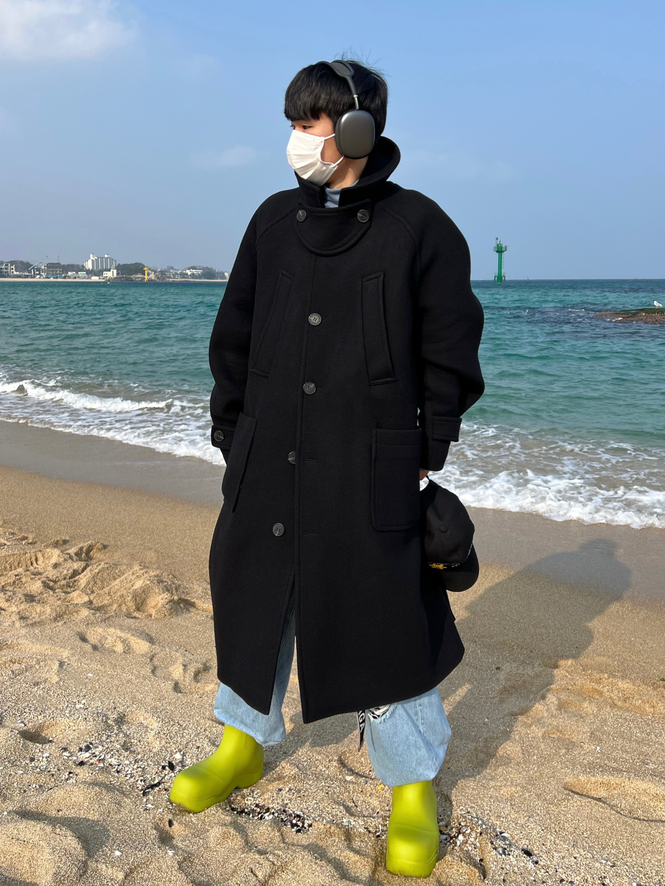 Apple AirPods Max Lightning Space Gray (Korean Ver.), Undermycar Legion.02 Balmacaan Oversized Wool Coat Black 착용 스타일