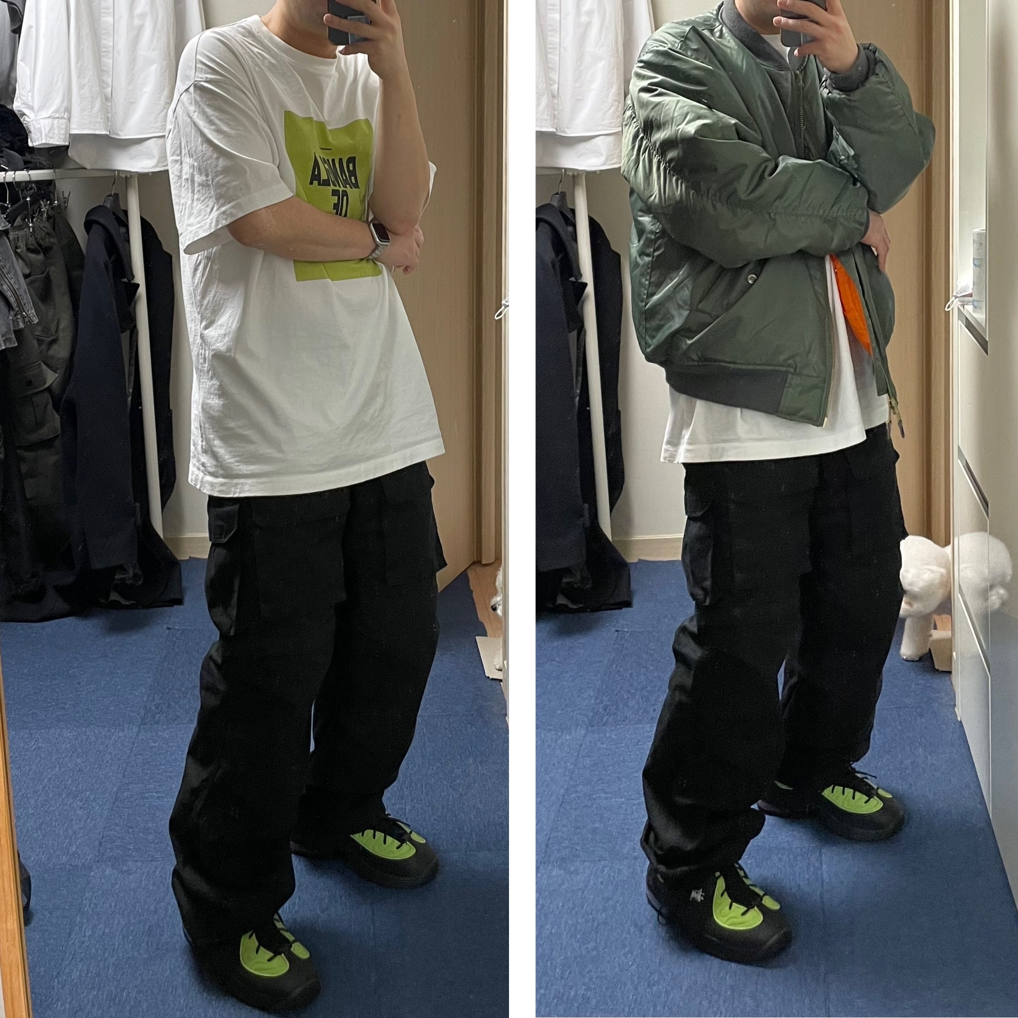 Nike x Stussy Air Penny II Vivid Green and Black 착용 스타일 - 1