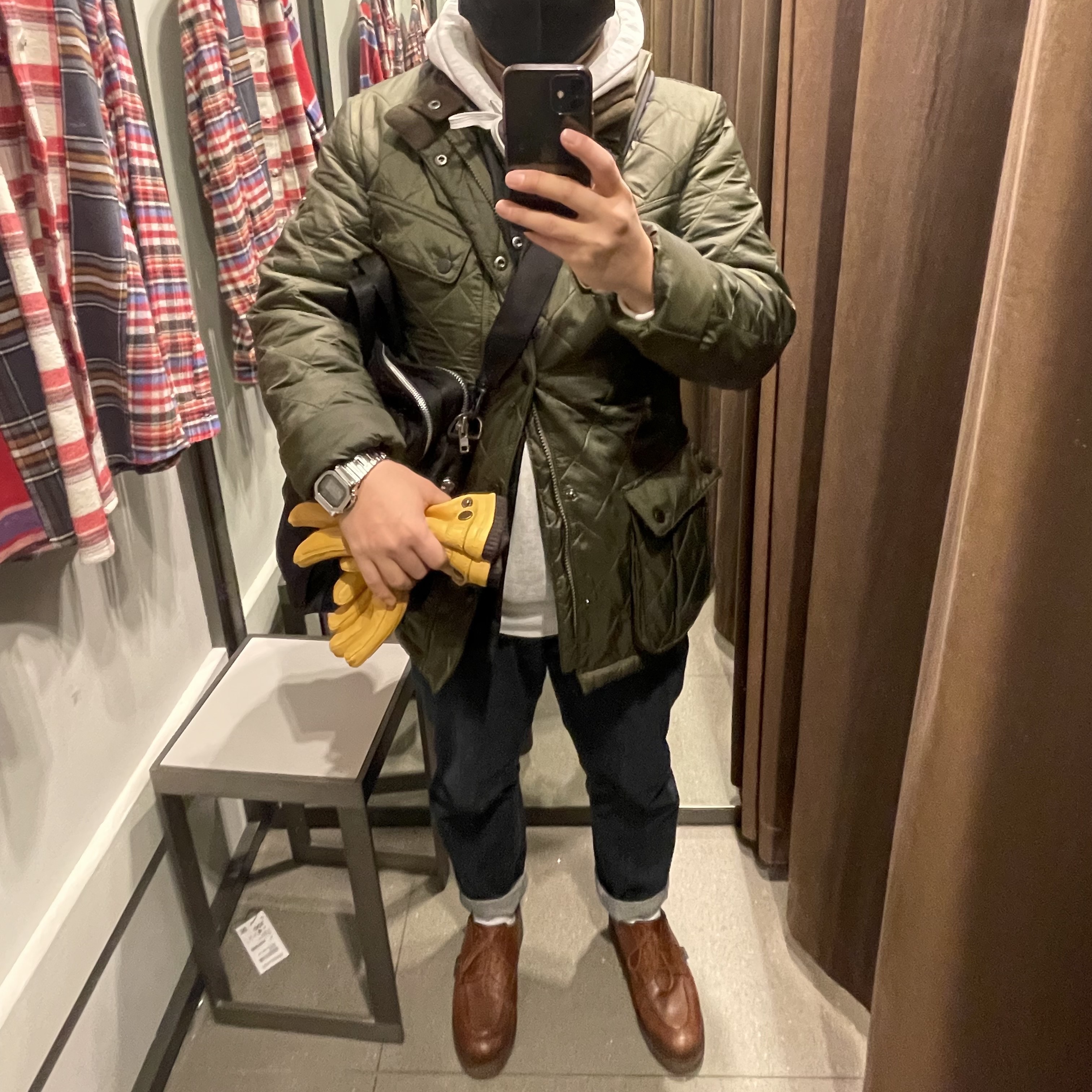 Barbour International Ariel Quilted Jacket Black, Casio G-Shock GMW-B5000D-1 착용 스타일