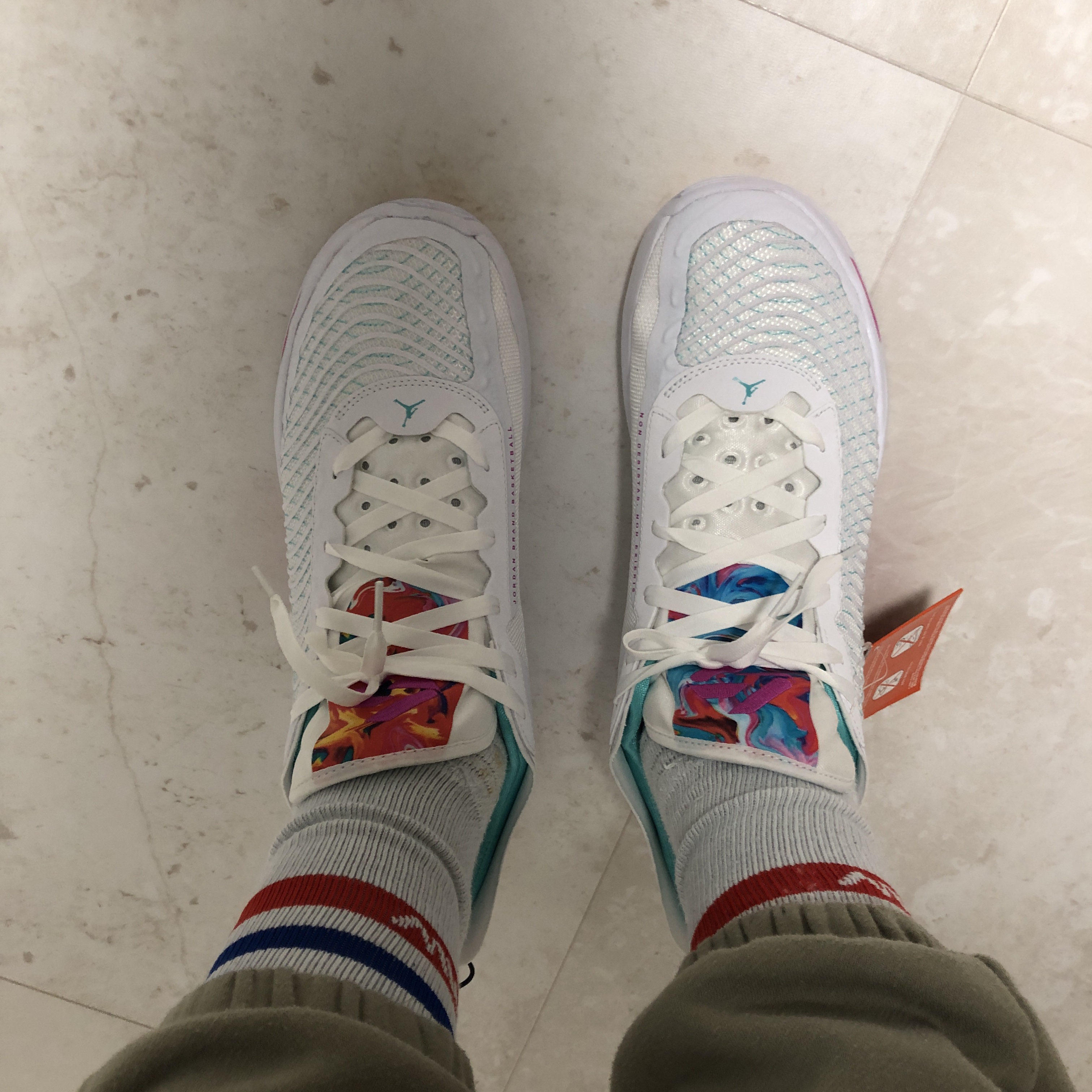 Jordan Luka 1 PF White Dynamic Turquoise 착용 스타일 - 3