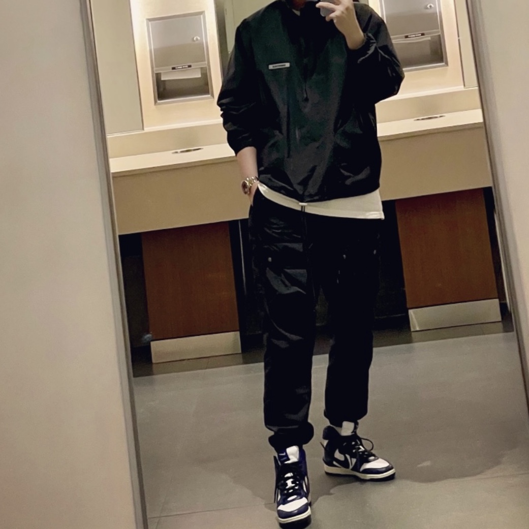 Nike x Ambush Dunk High Deep Royal Blue, Essentials Track Jacket Black - 20FW 착용 스타일
