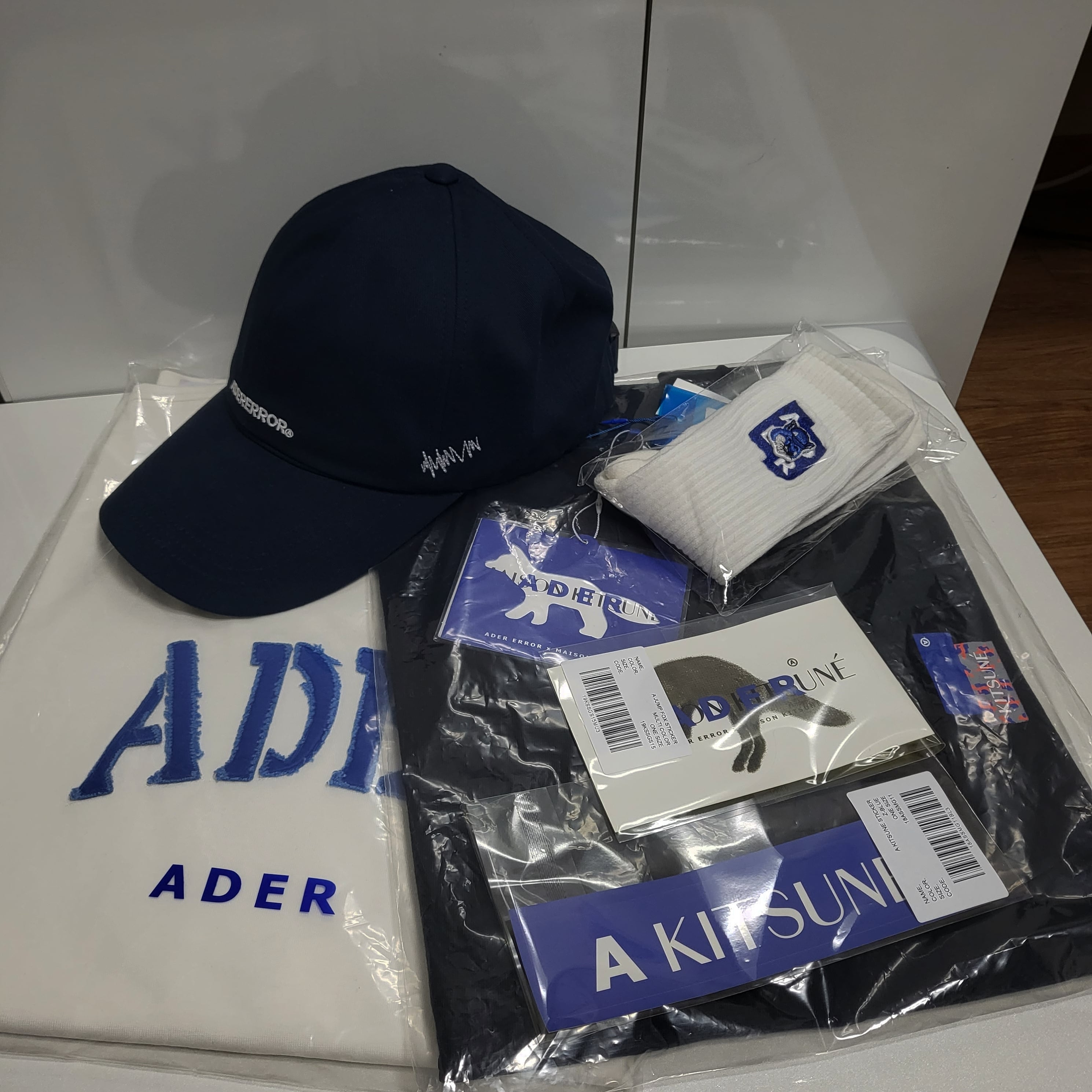 Ader Error Standic Logo Cap Navy 착용 스타일