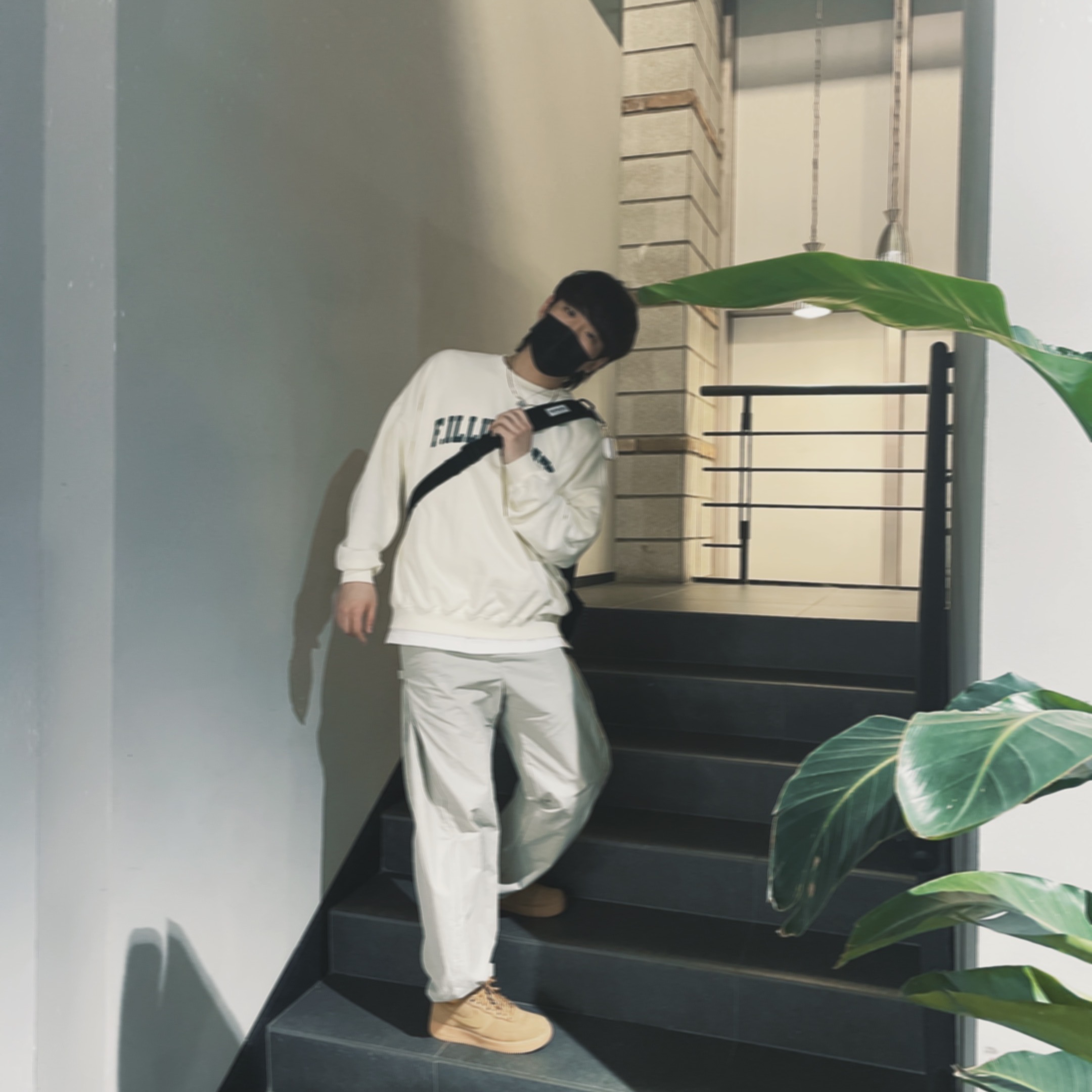 Nike Air Force 1 '07 WB Flax, Sansan Gear Side Snap Pants Ice Beige - 22FW 착용 스타일 - 2