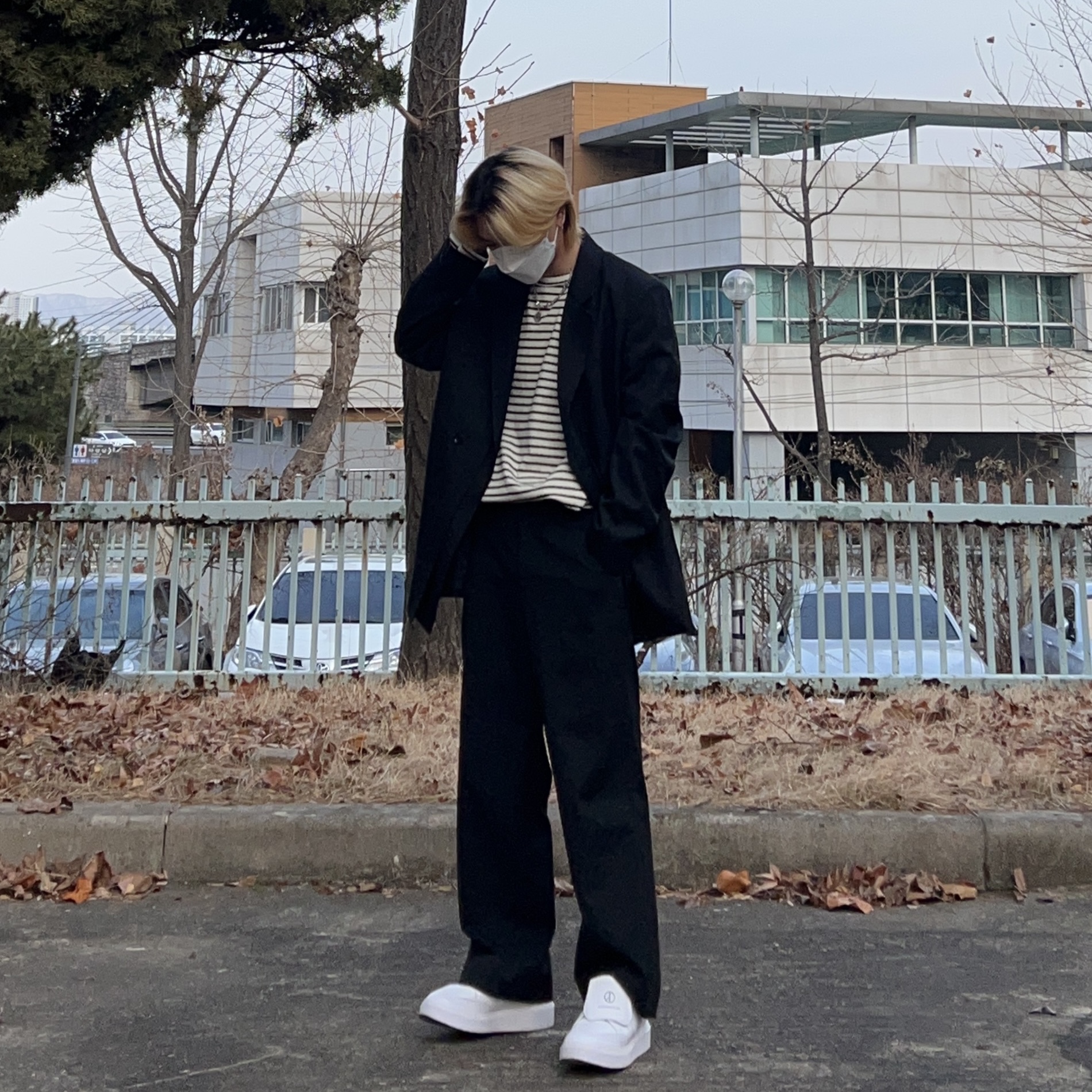 Nike x Peaceminusone Kwondo1 White 착용 스타일 - 1