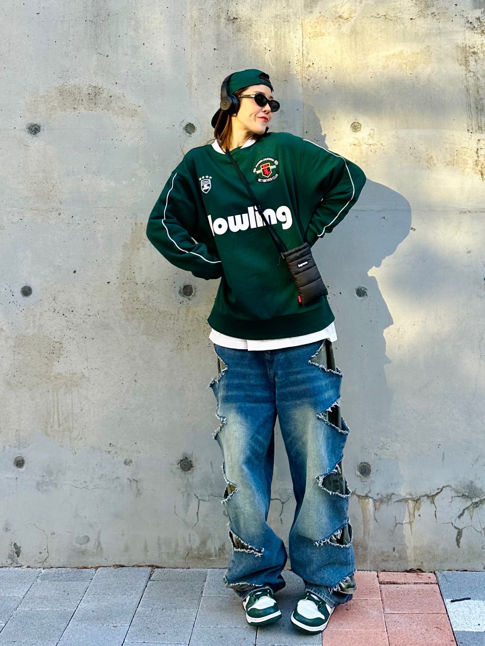 Nike Dunk High SP Spartan Green, Supreme Puffer Neck Pouch Black - 22FW 착용 스타일 - 4