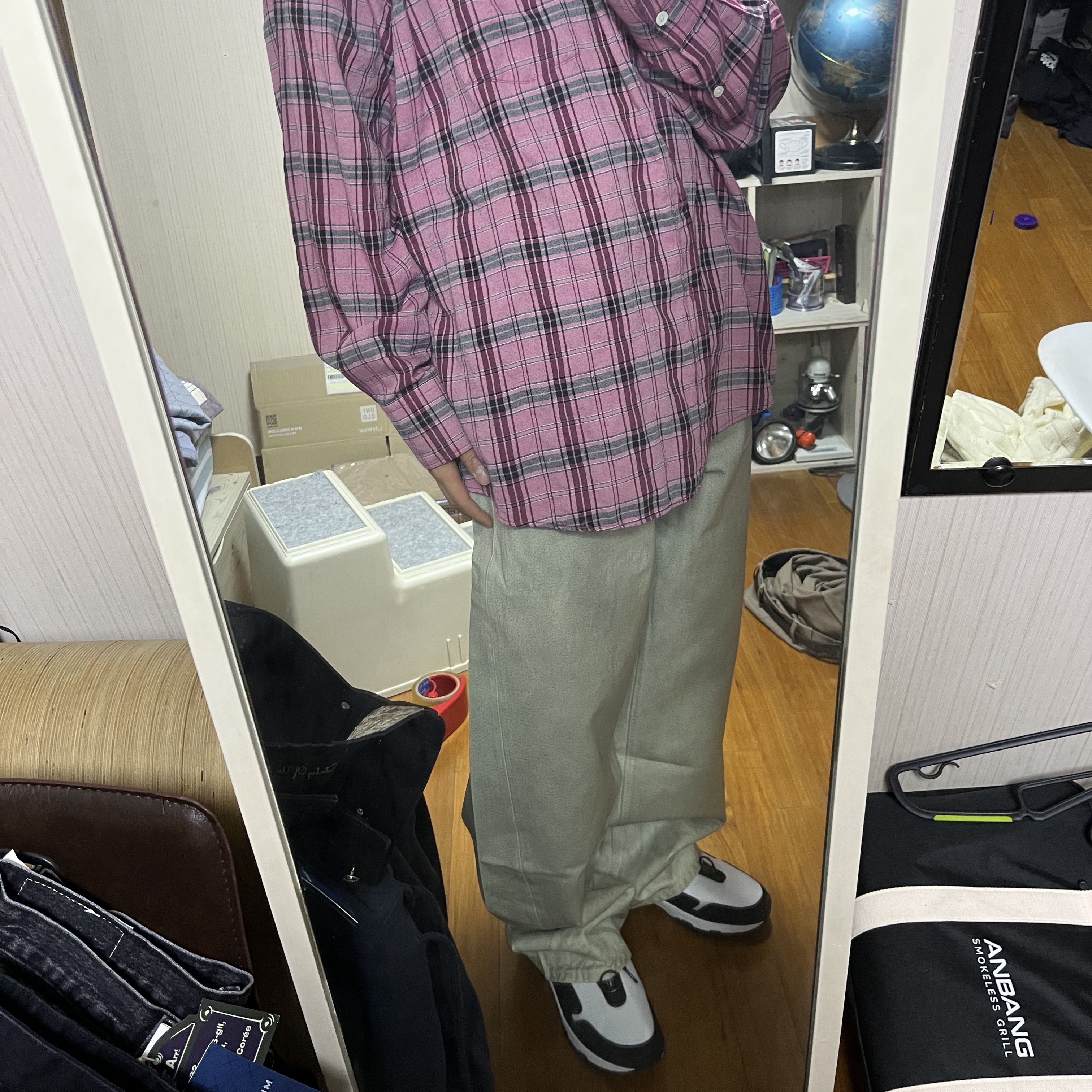 Nike x Comme des Garcons Homme Plus Air Max Sunder SP White Black, Our Legacy Borrowed BD Shirt Cerise Memory Check 착용 스타일