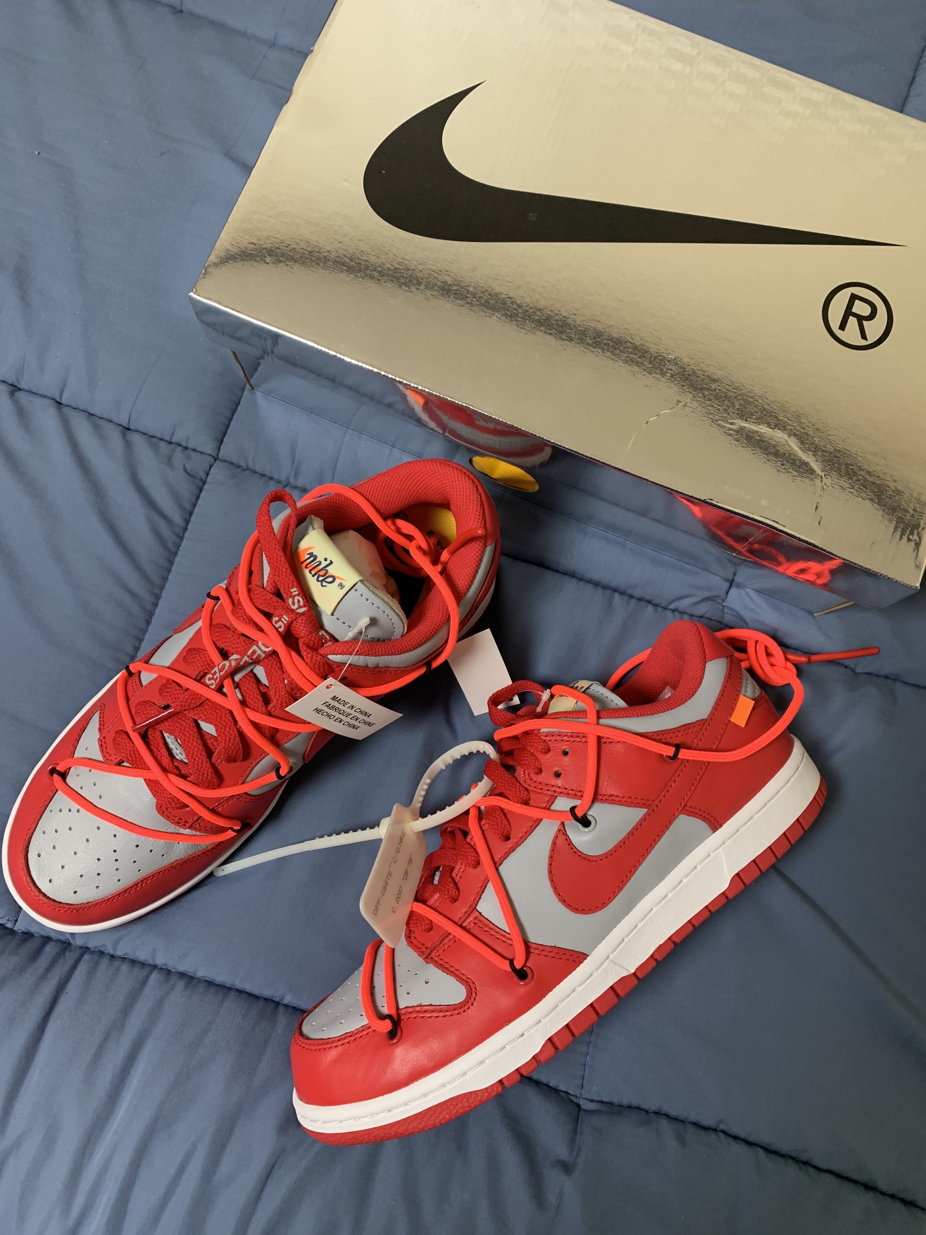 Nike x Off-White Dunk Low University Red 착용 스타일 - 2
