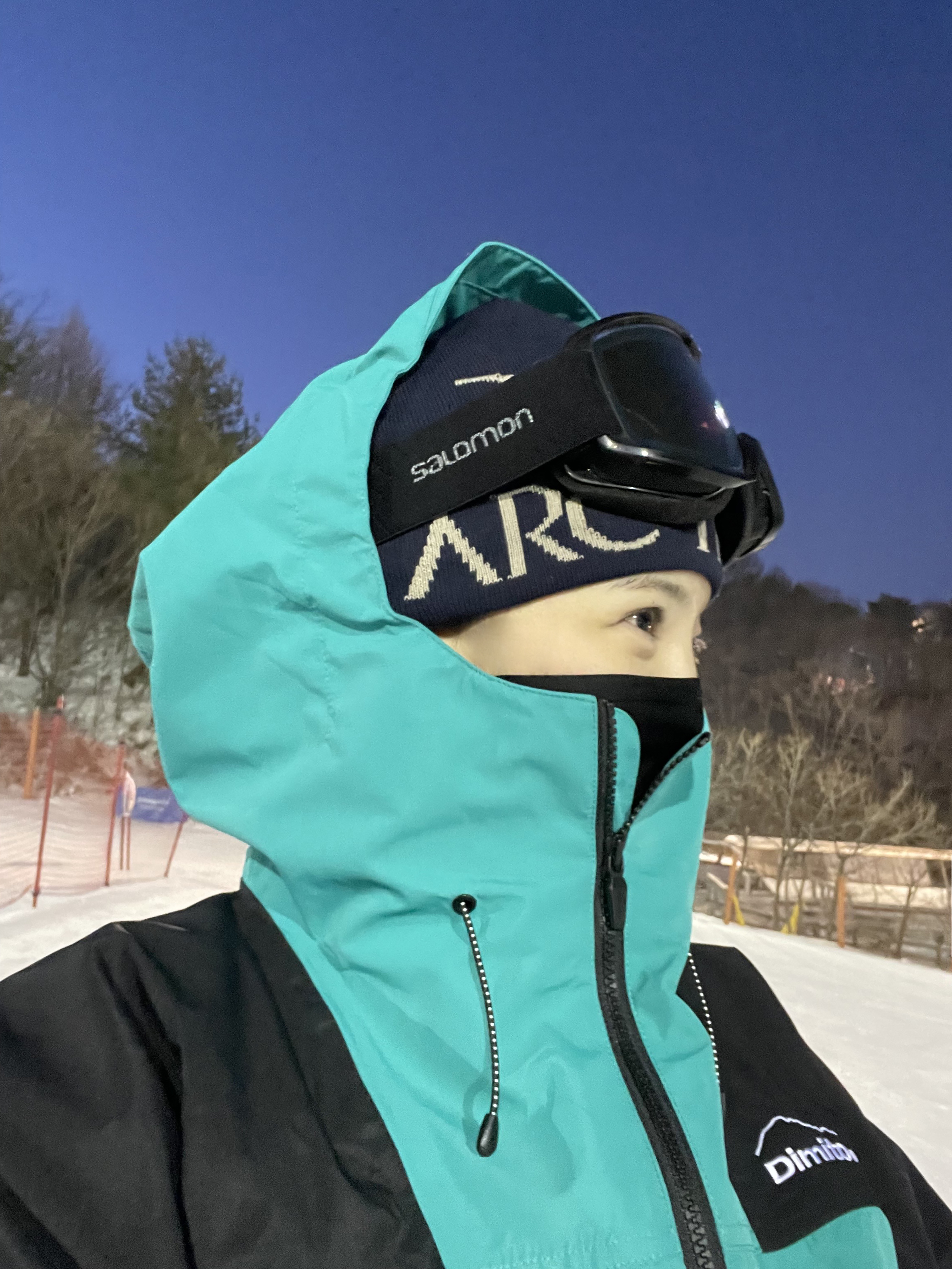 Arc'teryx Bird Word Toque Black Sapphire 착용 스타일