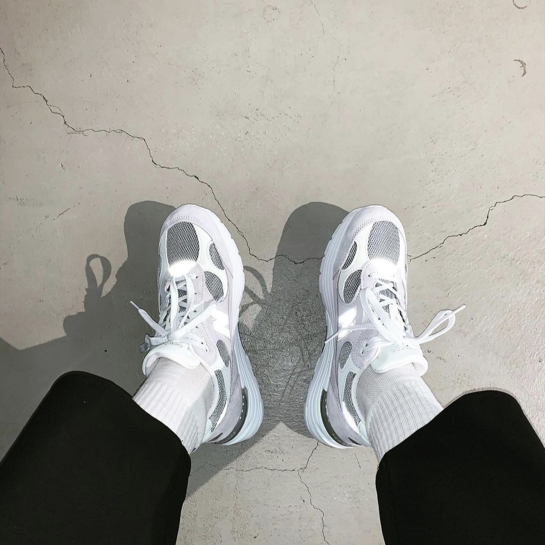 New Balance 992 Made in USA White Silver 착용 스타일