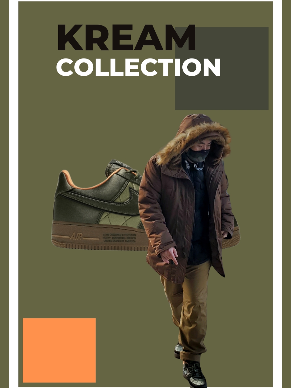 Nike Air Force 1 '07 PRM Quilted Satin Pack Cargo Khaki 착용 스타일