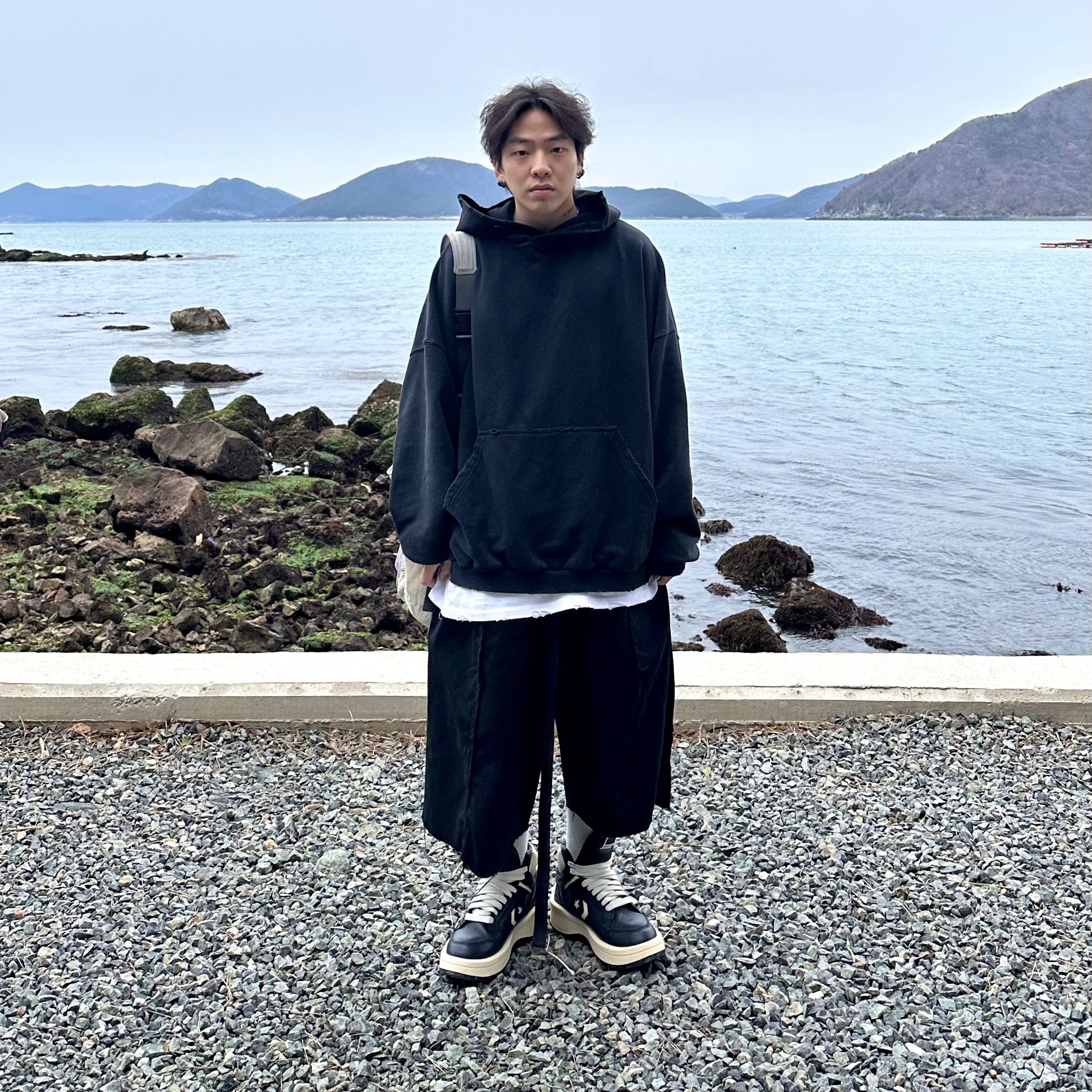 Converse x Drkshdw Turbowpn Black Cream 착용 스타일